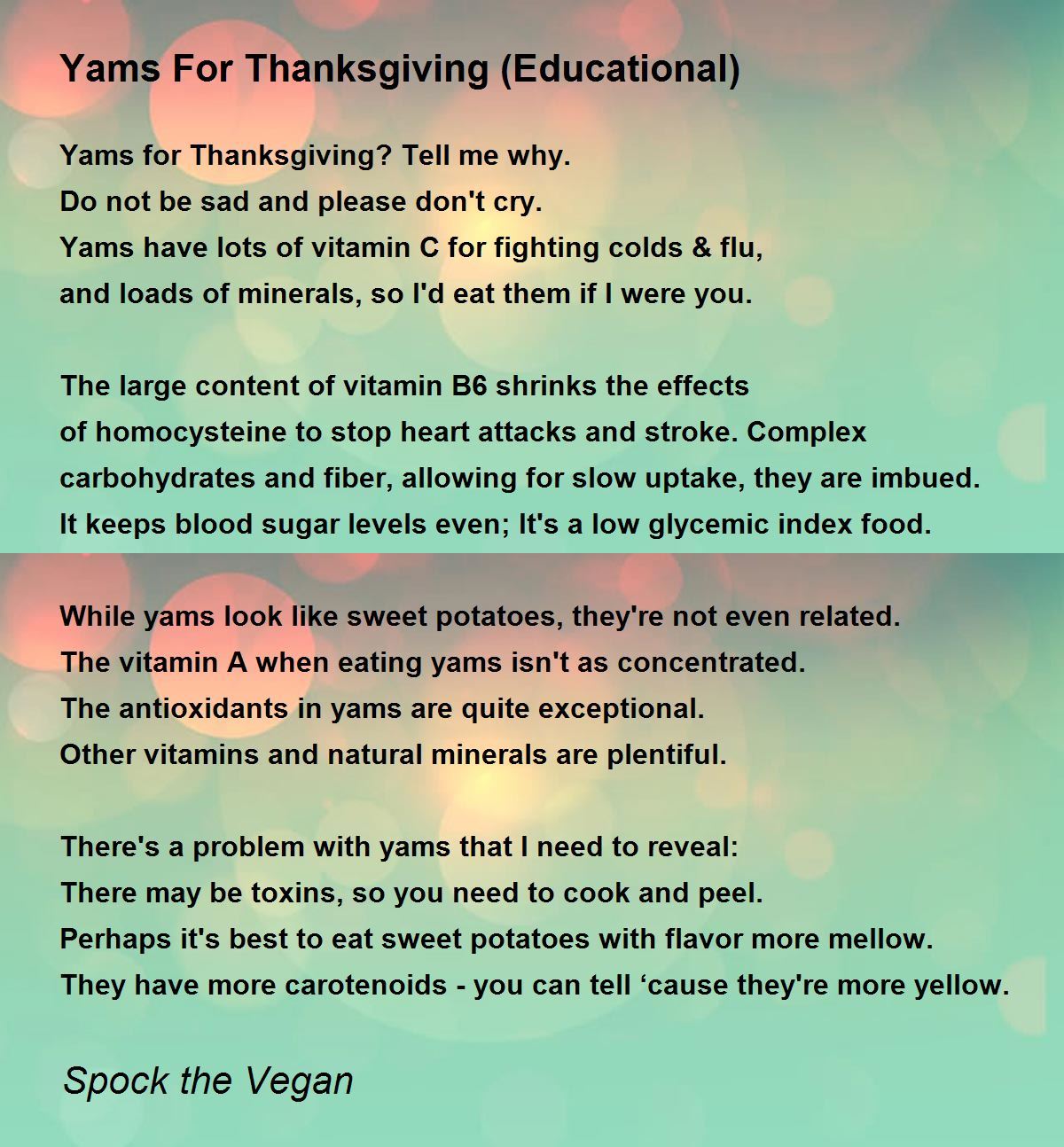 Yams For Thanksgiving (Educational) Yams For Thanksgiving