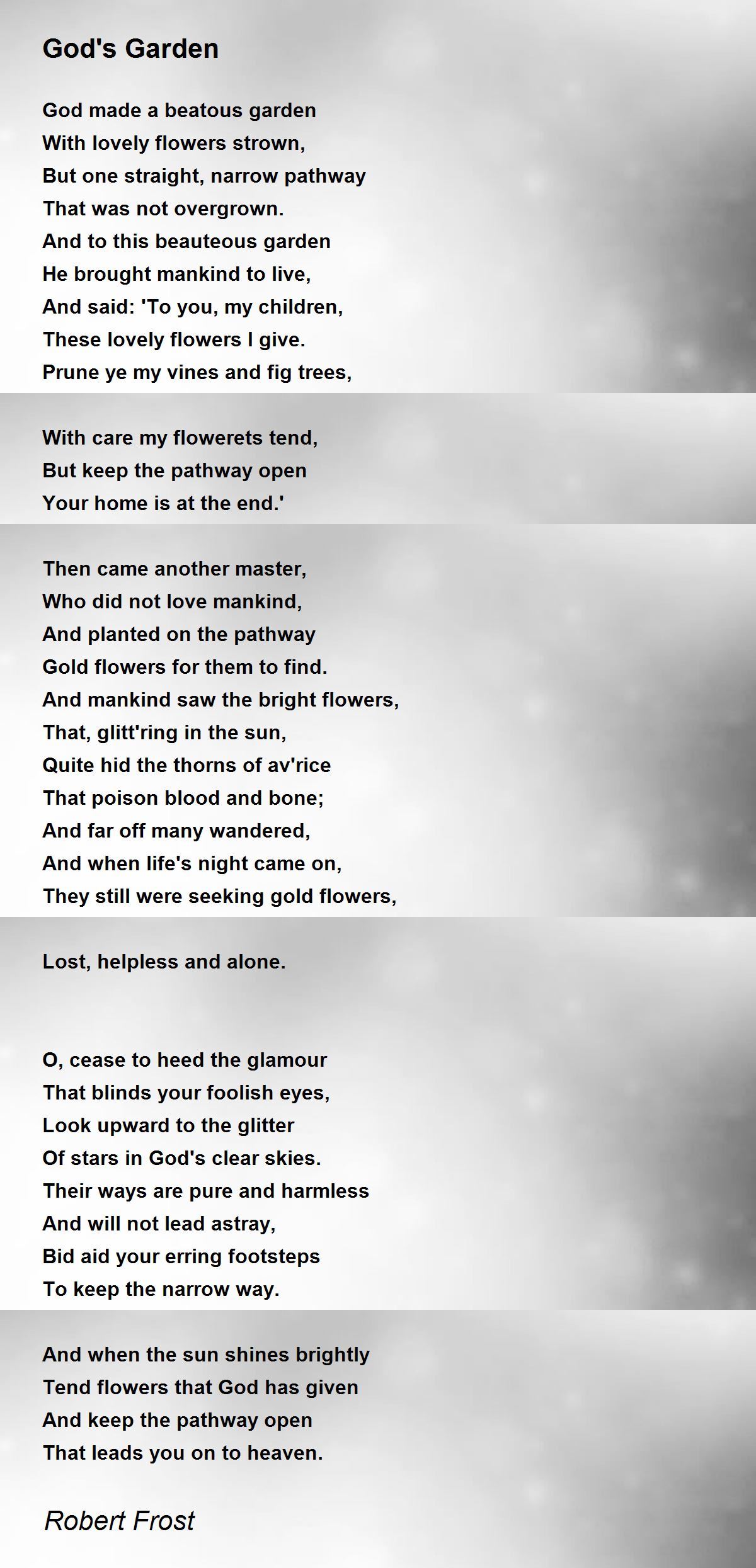 God S Garden Poem By Robert Frost Poem Hunter