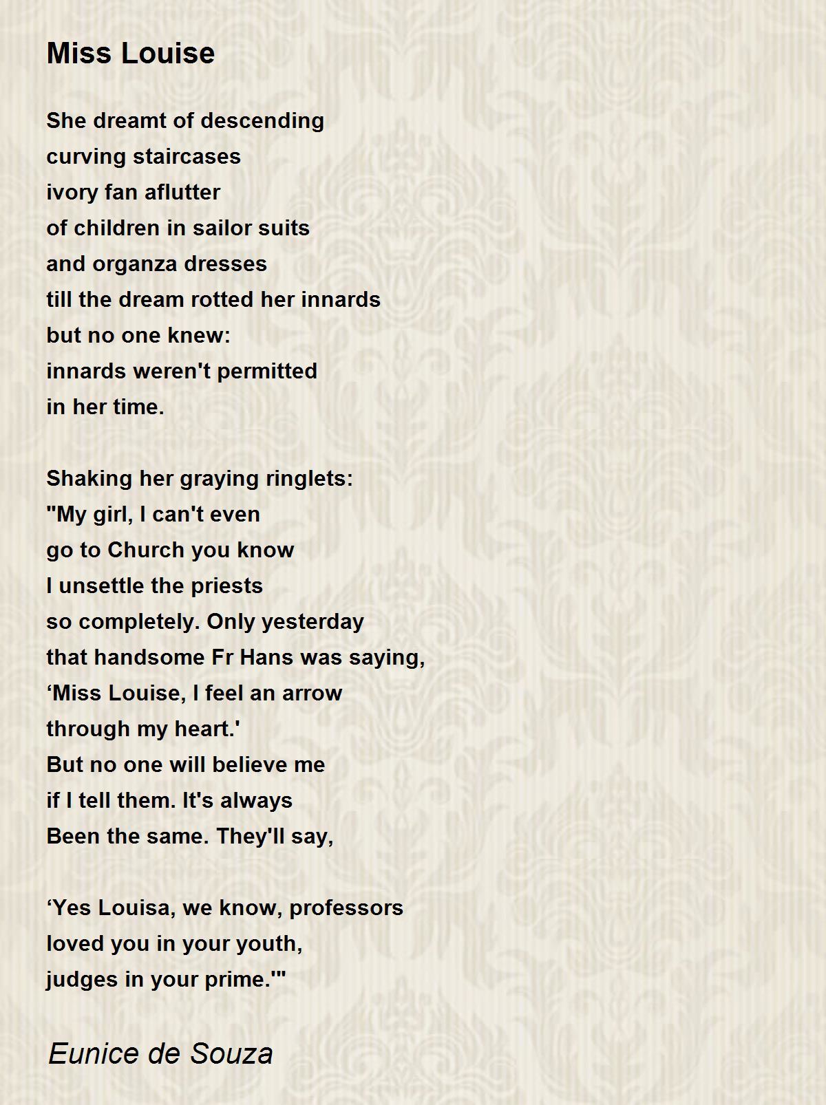 Miss Louise Miss Louise Poem by Eunice de Souza