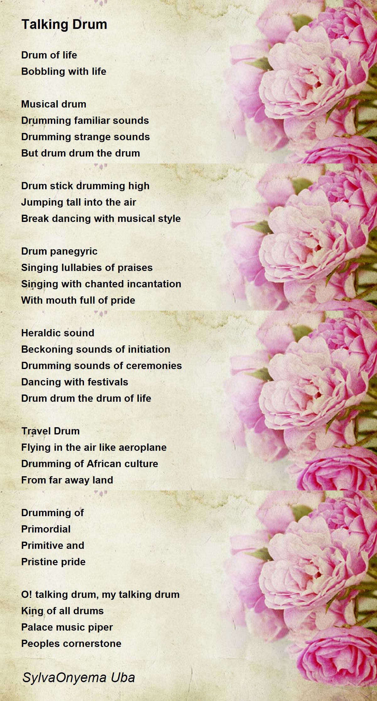 Talking Drum Talking Drum Poem by SylvaOnyema Uba