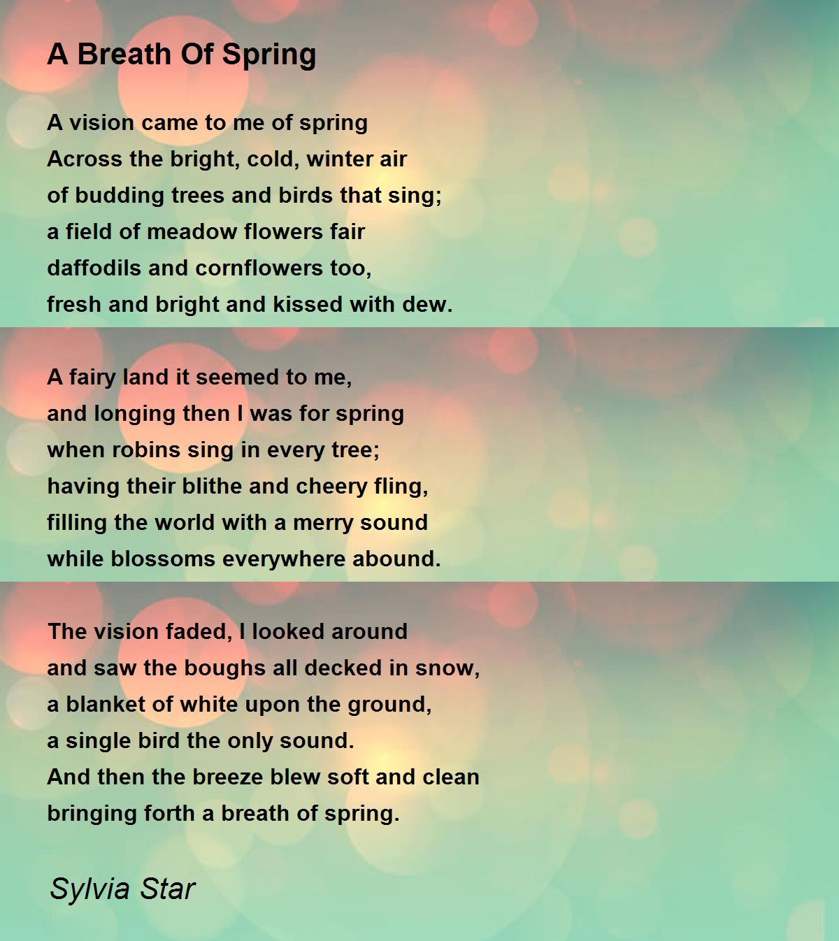 A Breath Of Spring A Breath Of Spring Poem by Sylvia Star
