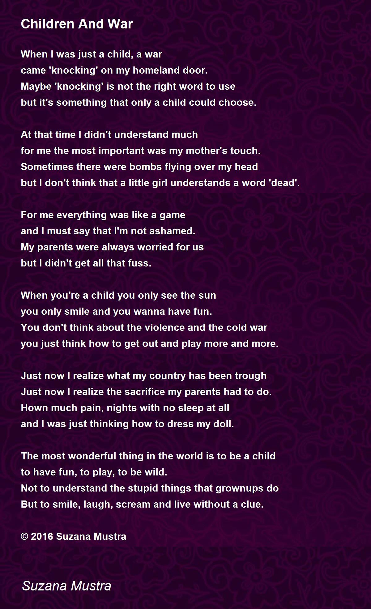 Children And War Children And War Poem by Suzana Mustra