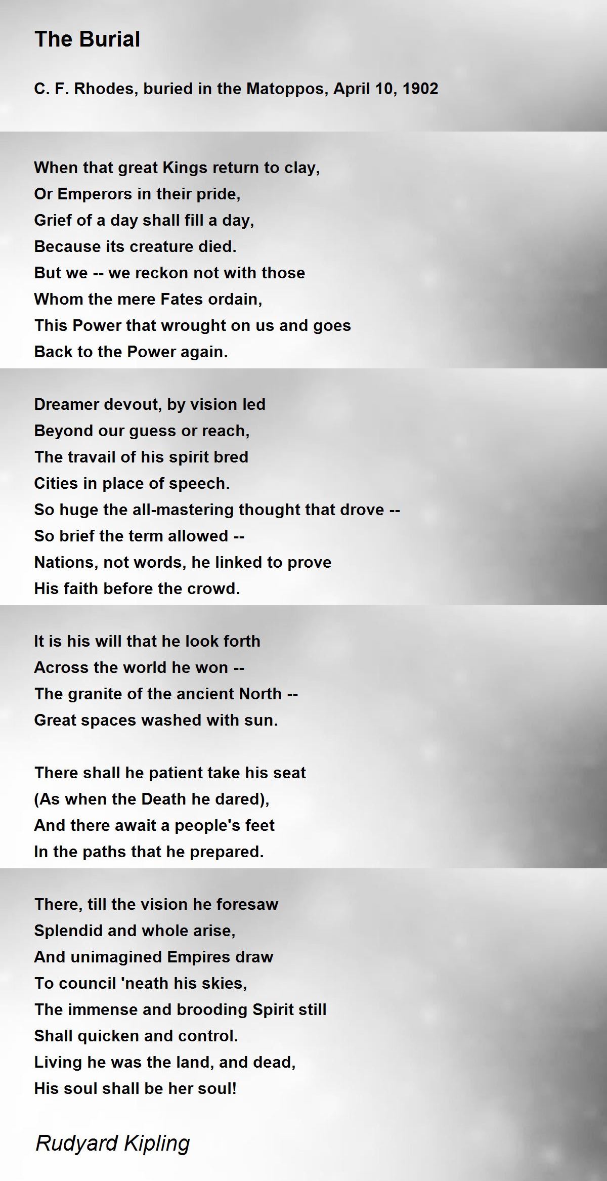 The Burial The Burial Poem by Rudyard Kipling