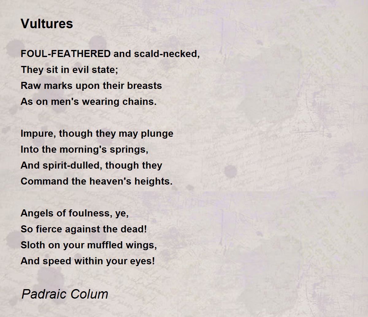 vultures poem essay