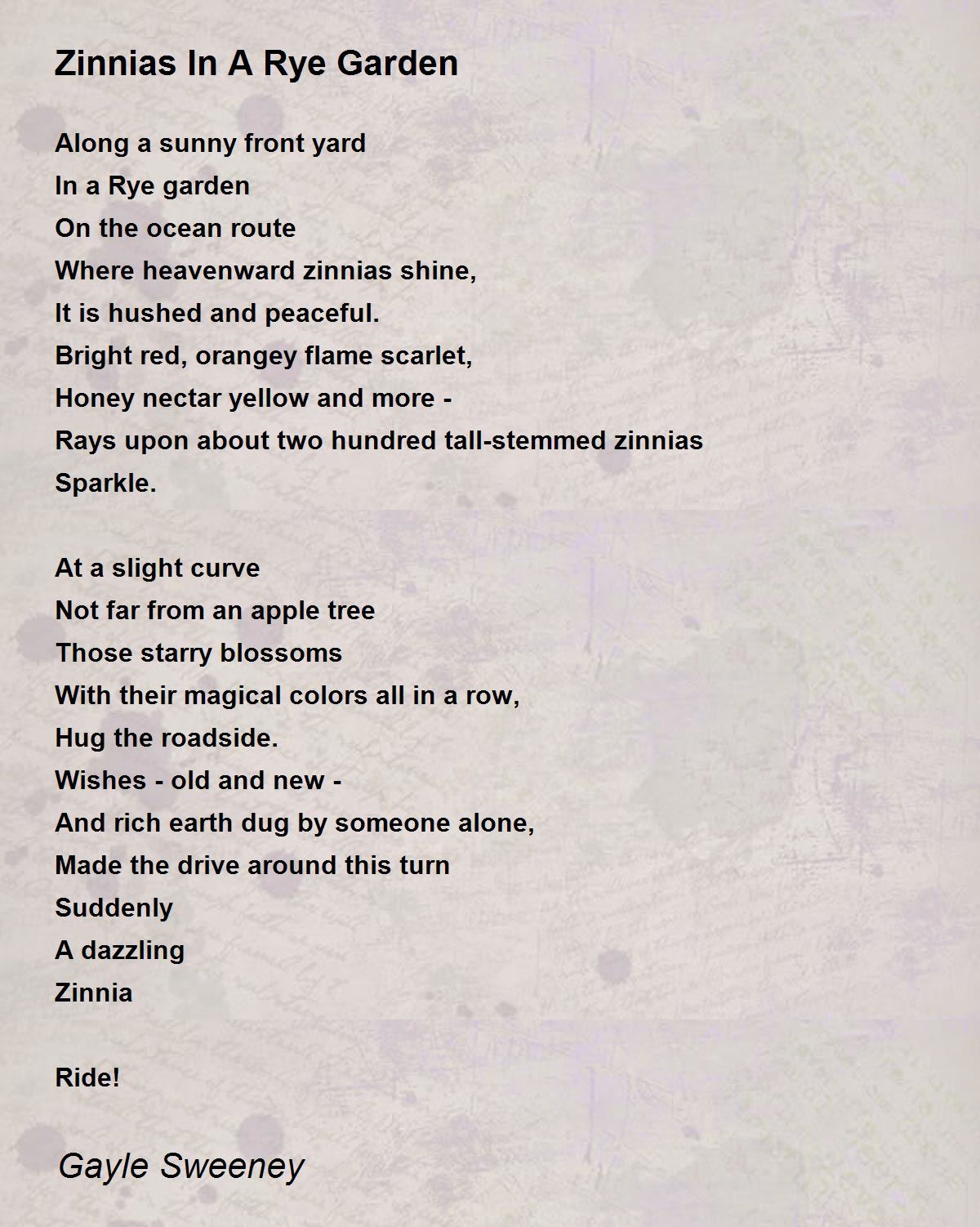 Zinnias In A Rye Garden Zinnias In A Rye Garden Poem by Gayle Sweeney