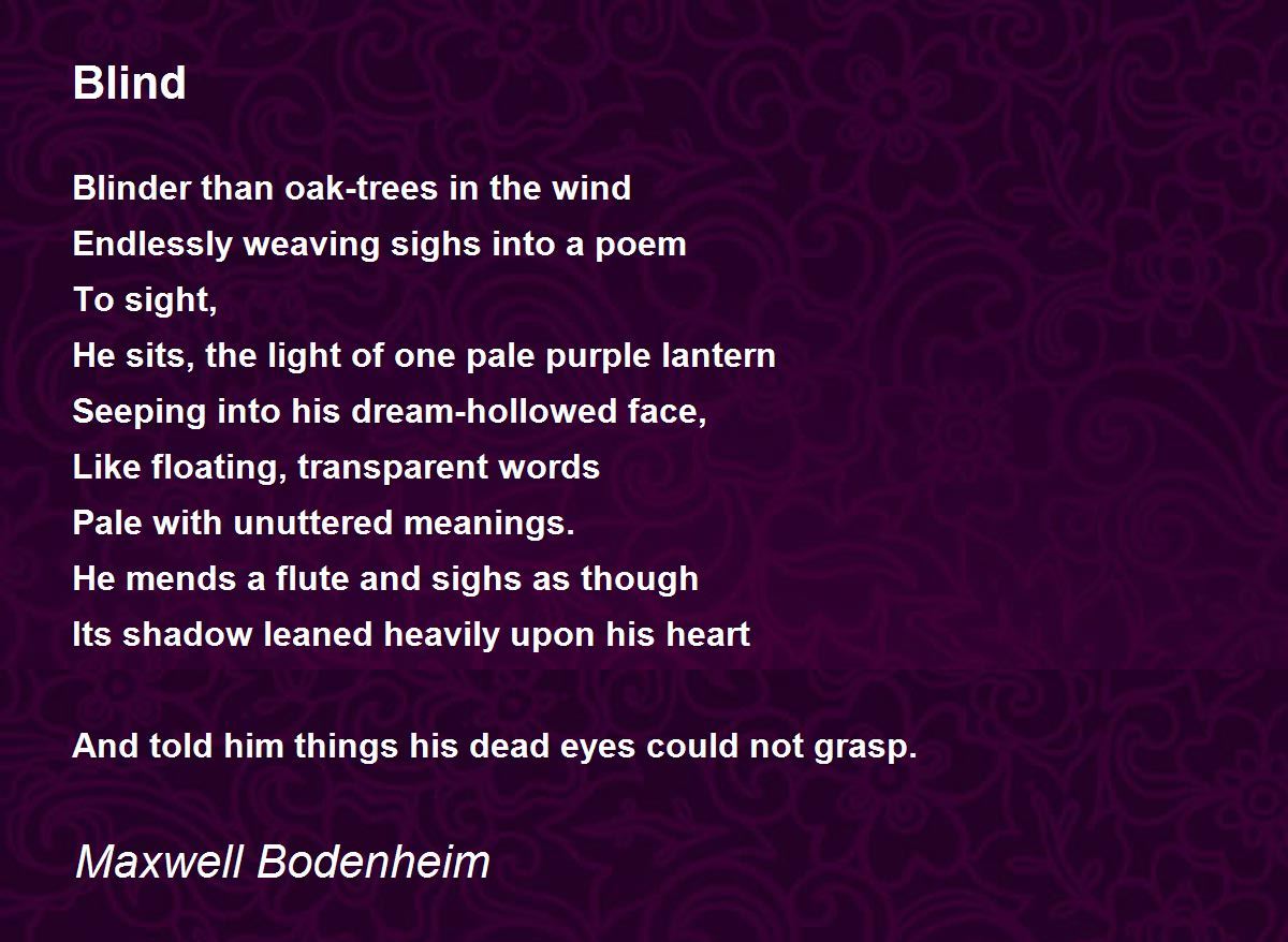 Blind Blind Poem by Maxwell Bodenheim
