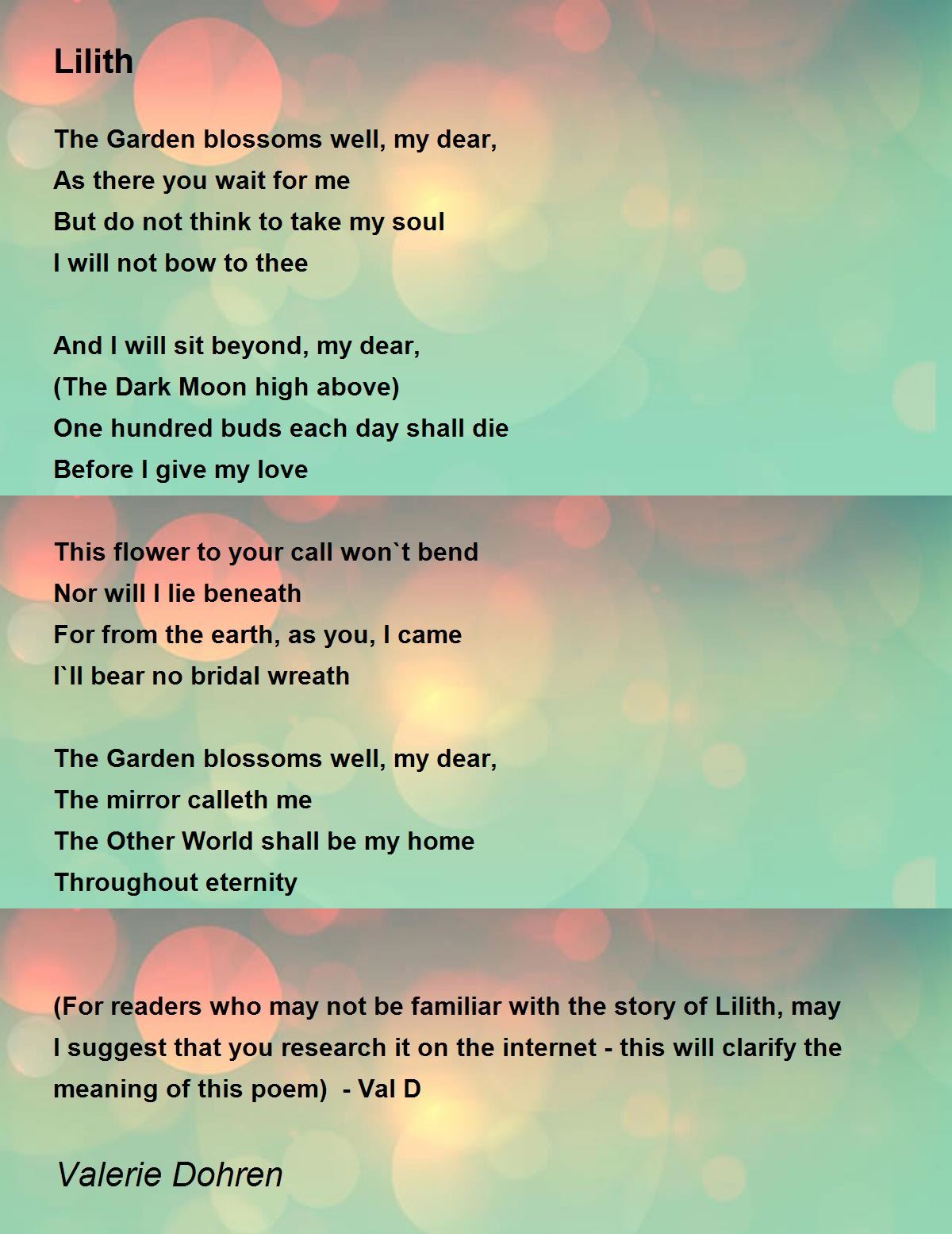 Lilith Poem by Valerie Dohren - Poem Hunter