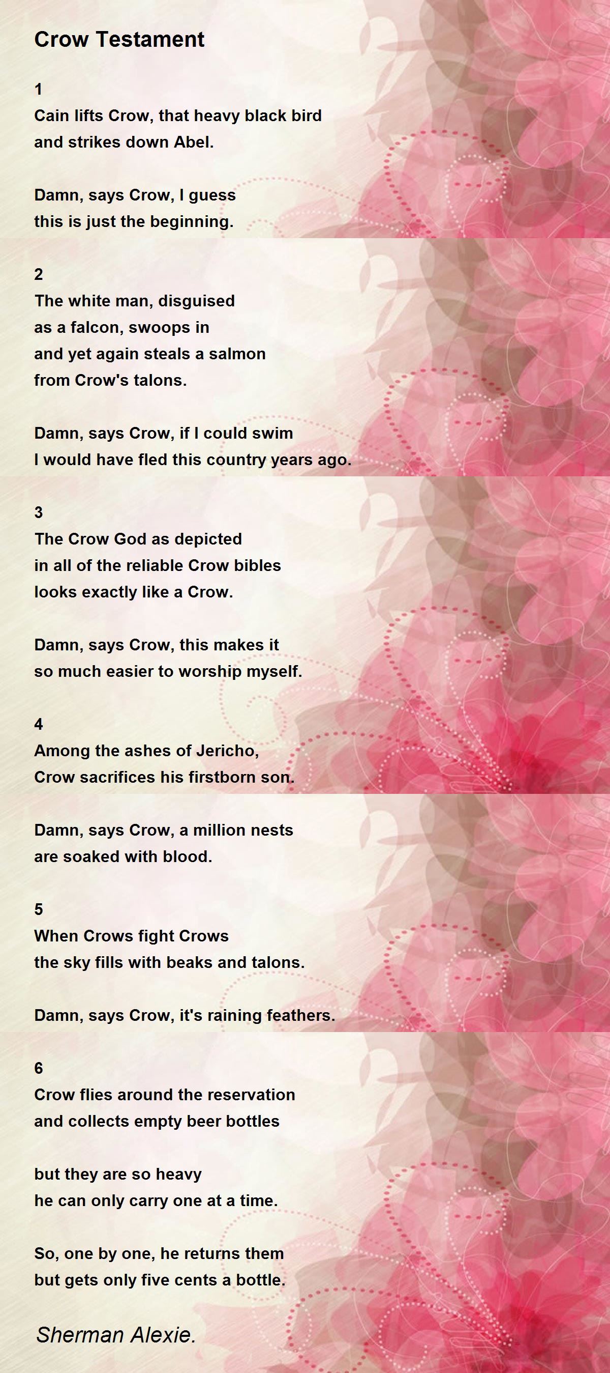 Crow testament poem text picture