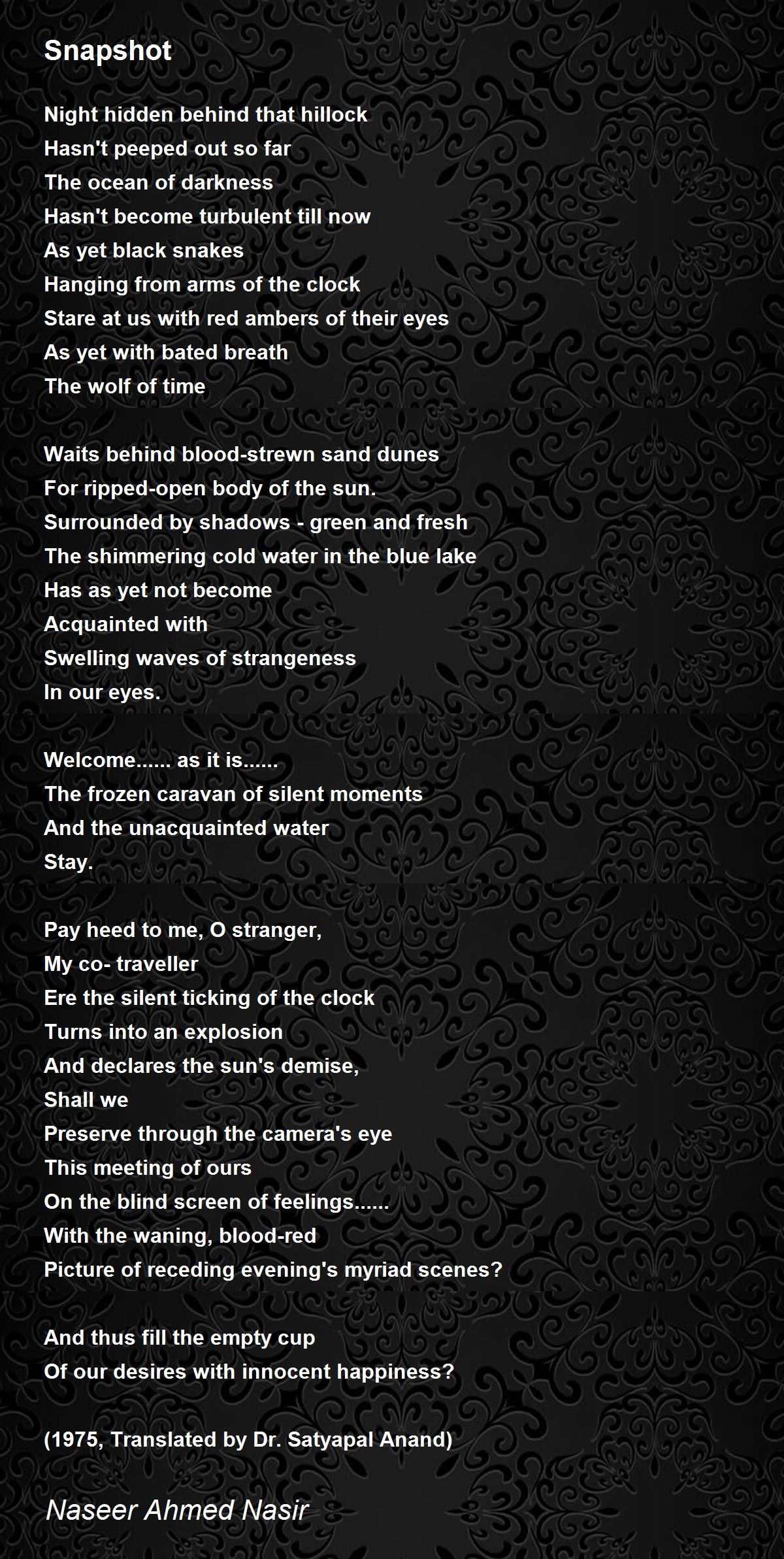 Snapshot Snapshot Poem by Naseer Ahmed Nasir