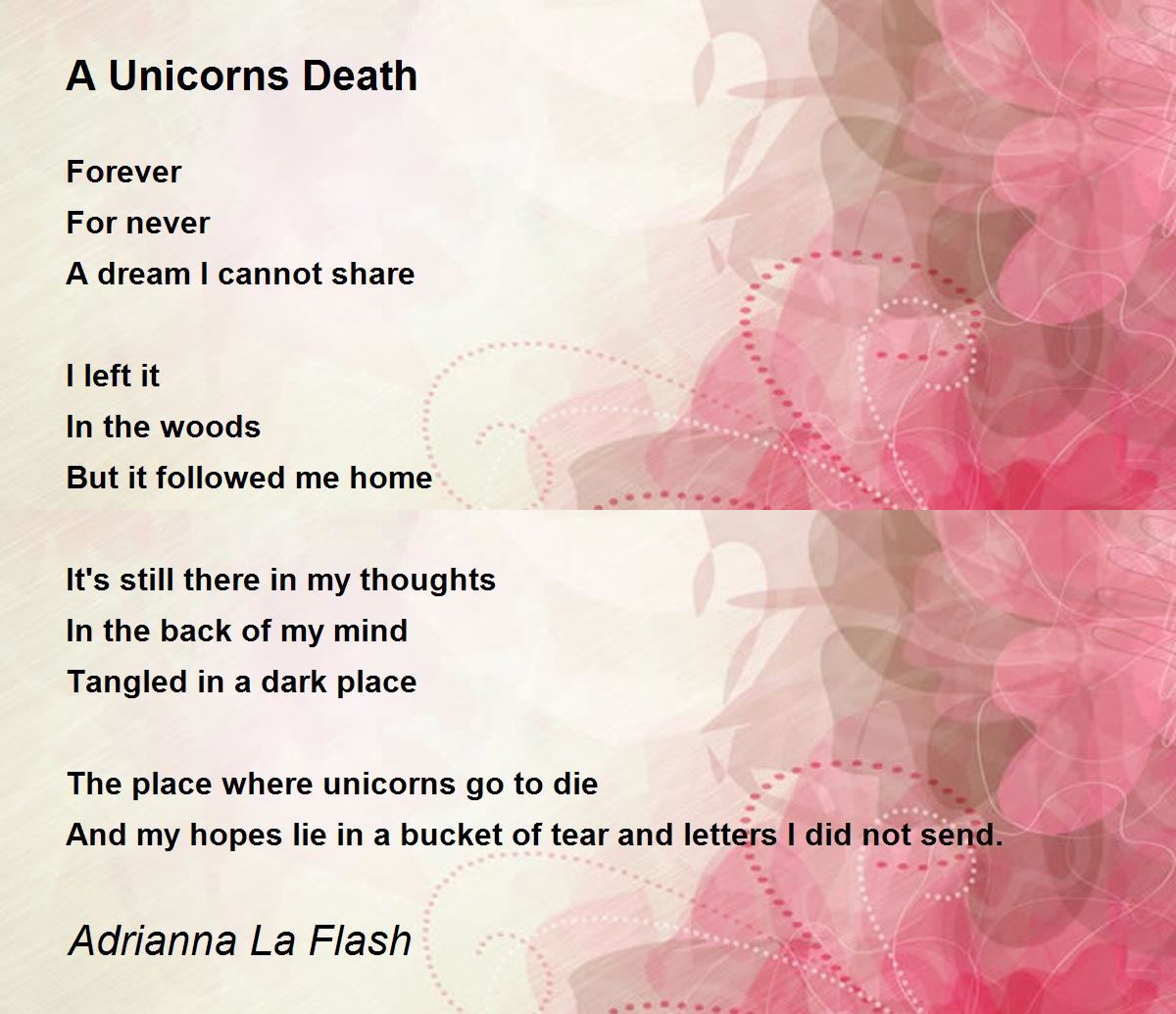 A Unicorns Death by Adrianna La Flash A Unicorns Death Poem