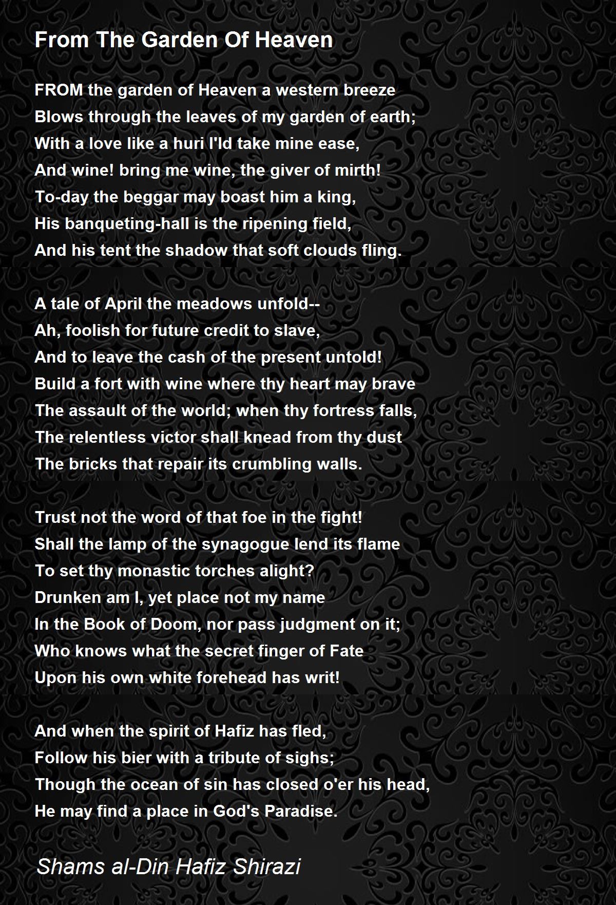 From The Garden Of Heaven From The Garden Of Heaven Poem by Shams al