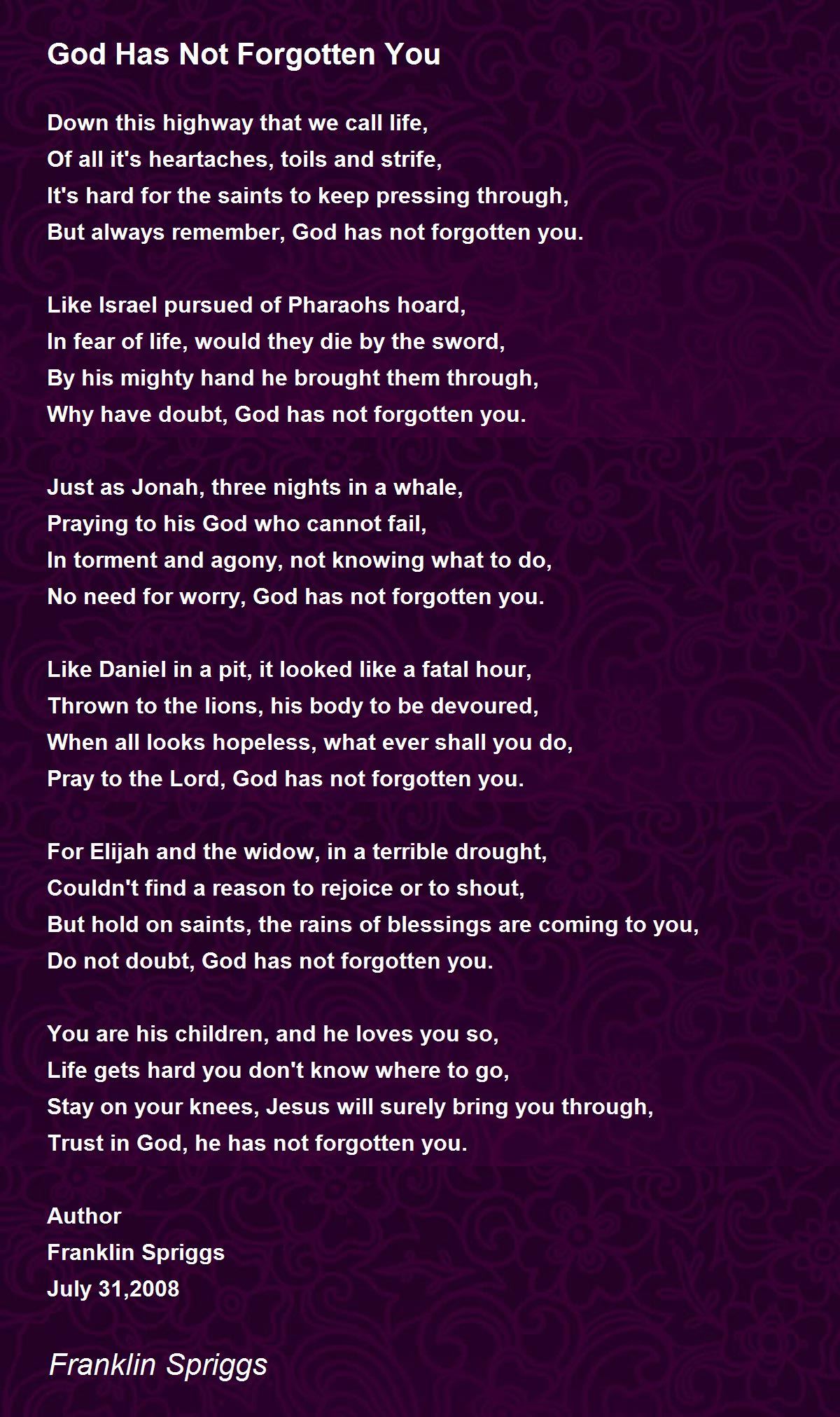 God Has Not You God Has Not You Poem by Franklin
