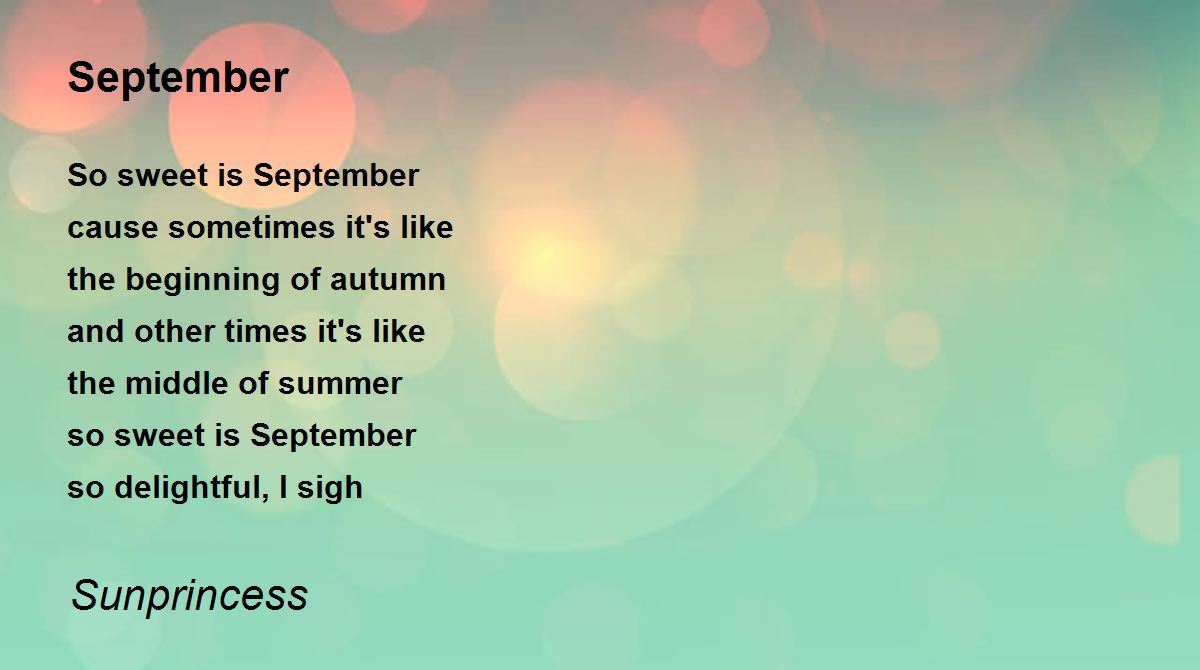 September Poem by Sunprincess Poem Hunter