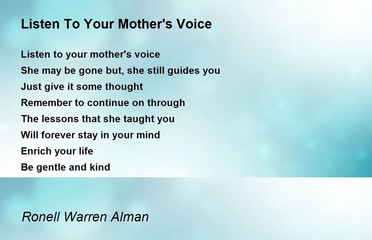 Listen To Your Mother's Voice by Ronell Warren Alman Listen To Your