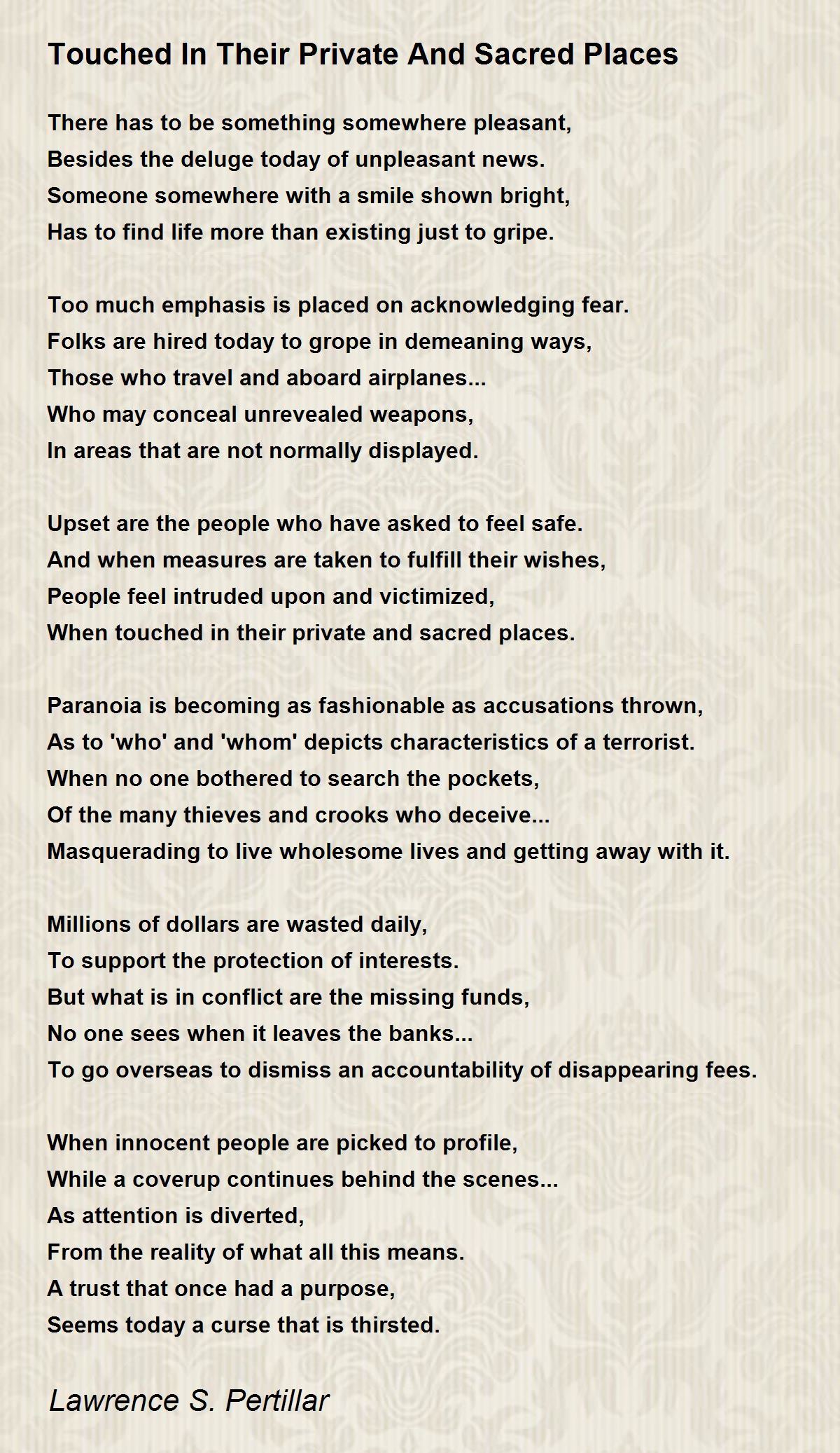 Touched In Their Private And Sacred Places Touched In Their Private