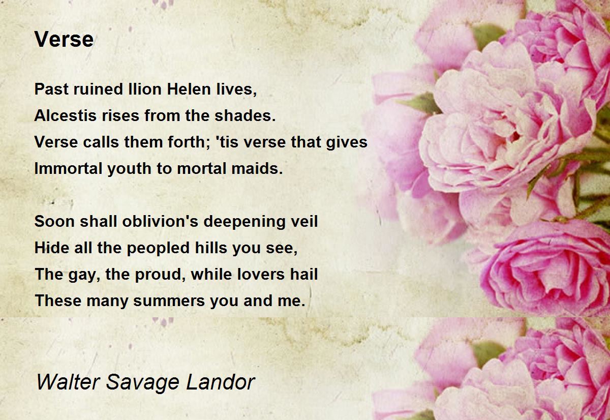 Verse Poem by Walter Savage Landor - Poem Hunter