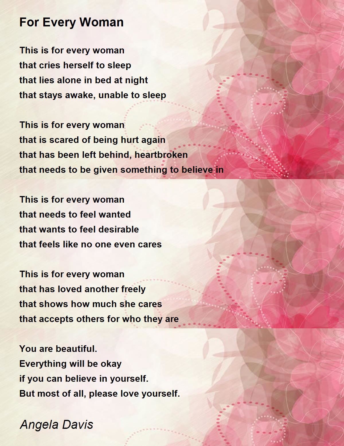 For Every Woman Poem by Angela Davis - Poem Hunter