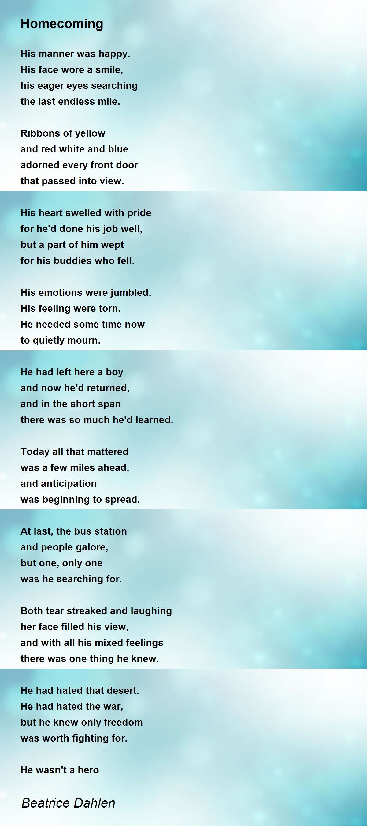 Homecoming Poem Analysis | Analysis of Homecoming by Bruce Dawe – JPLQCV