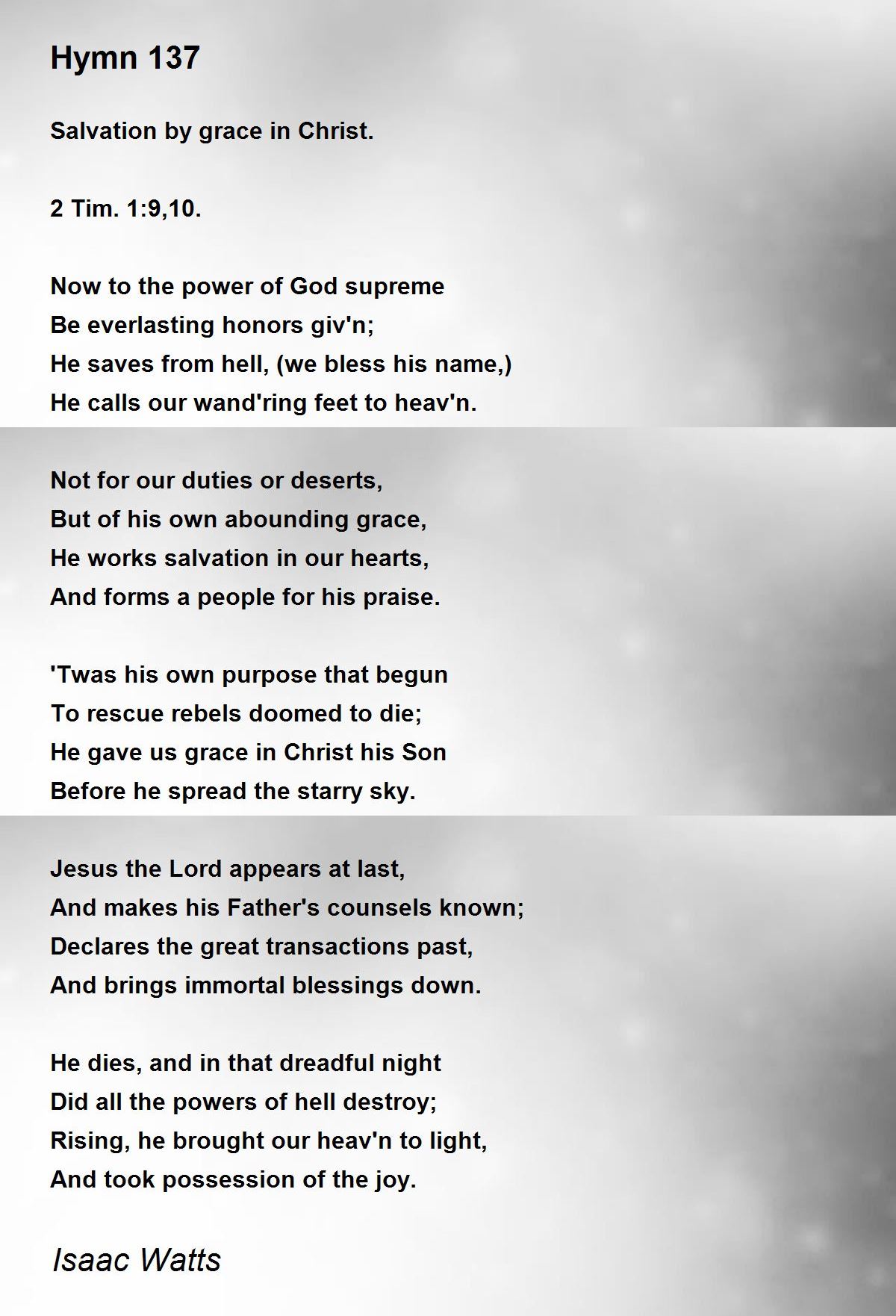 Hymn 137 Hymn 137 Poem by Isaac Watts