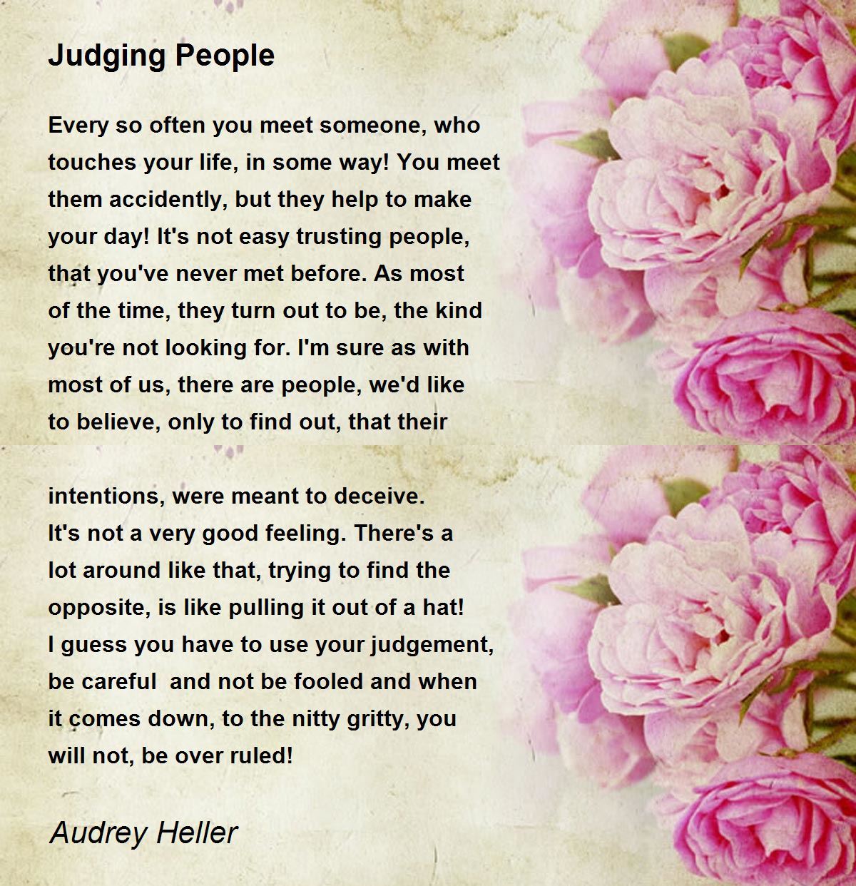 Judging People Judging People Poem by Audrey Heller