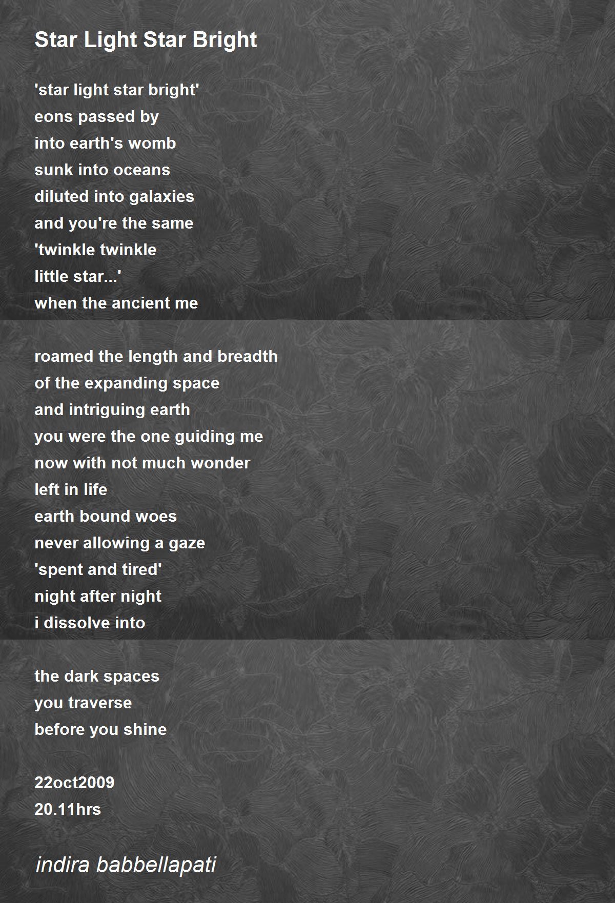 Star Light Star Bright Poem by indira babbellapati - Poem Hunter