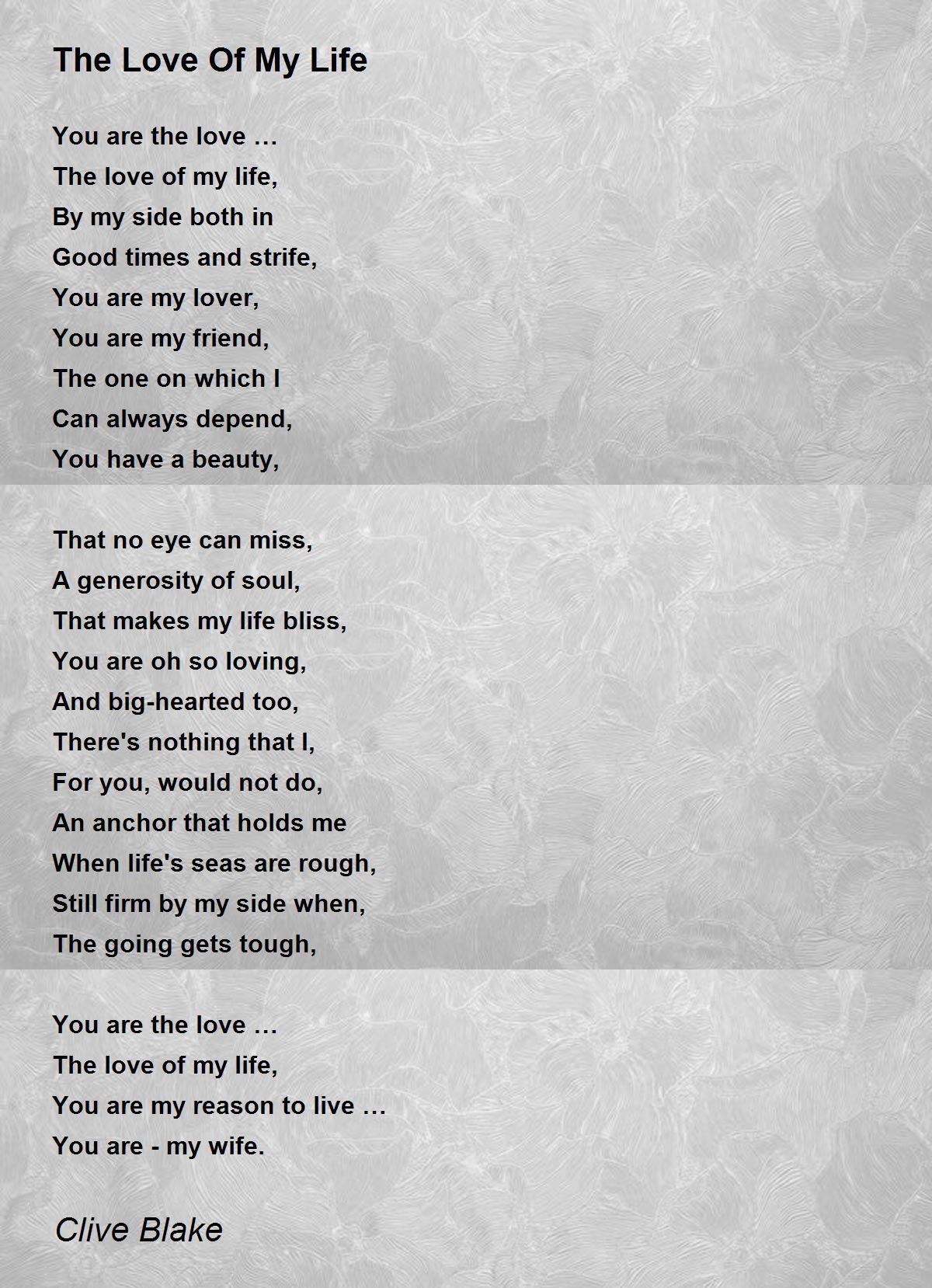 The life to my love poem of Romantic Poems