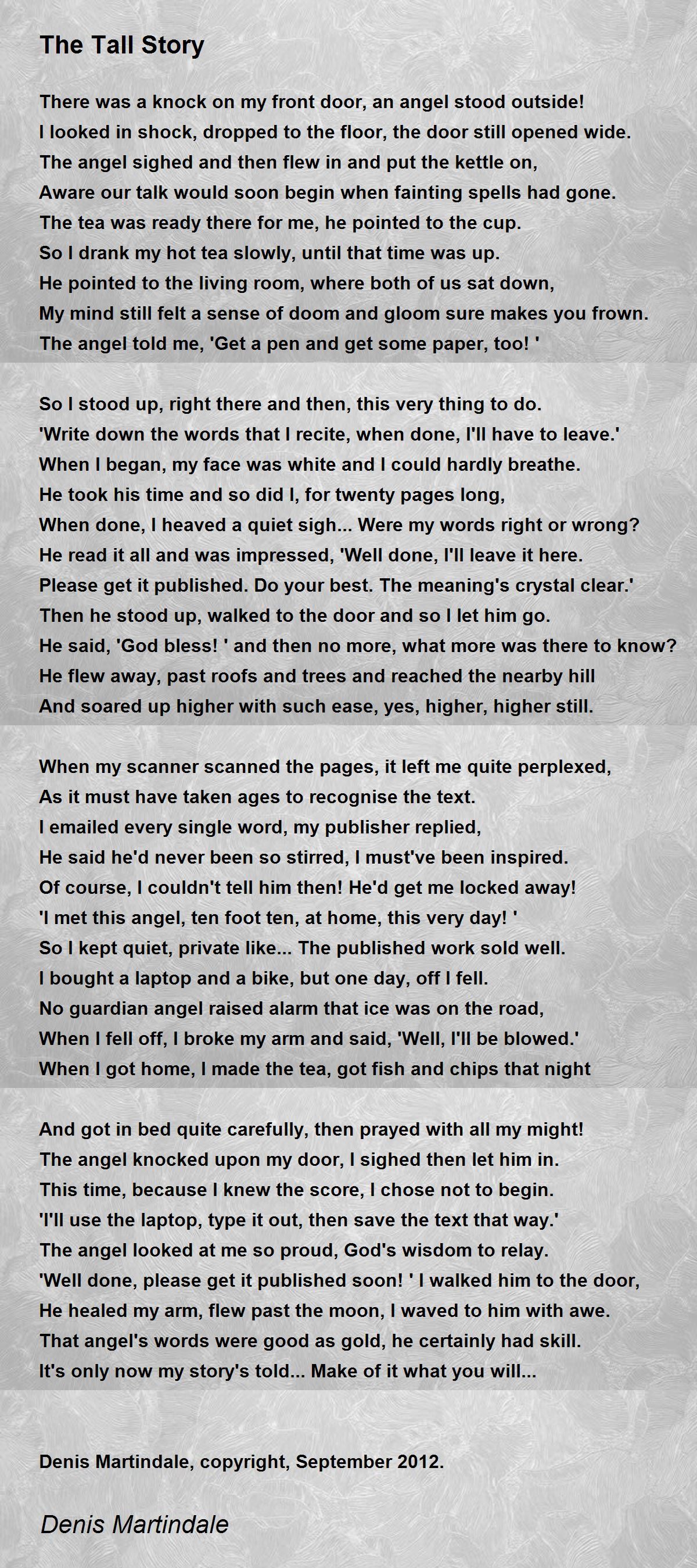 The Tall Story - The Tall Story Poem by Denis Martindale