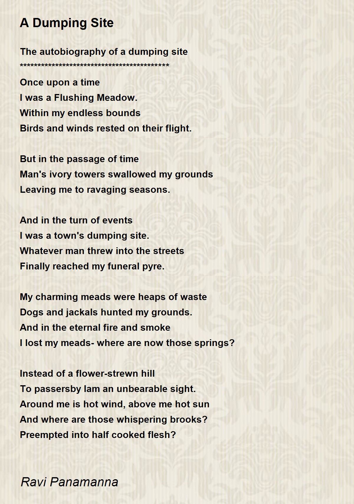 A Dumping Site by Ravi Panamanna A Dumping Site Poem