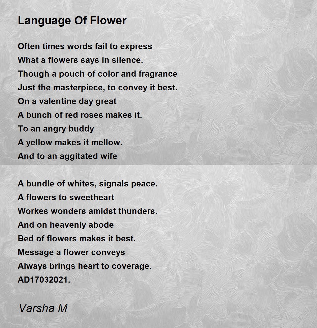 Language Of Flower Language Of Flower Poem by Varsha M