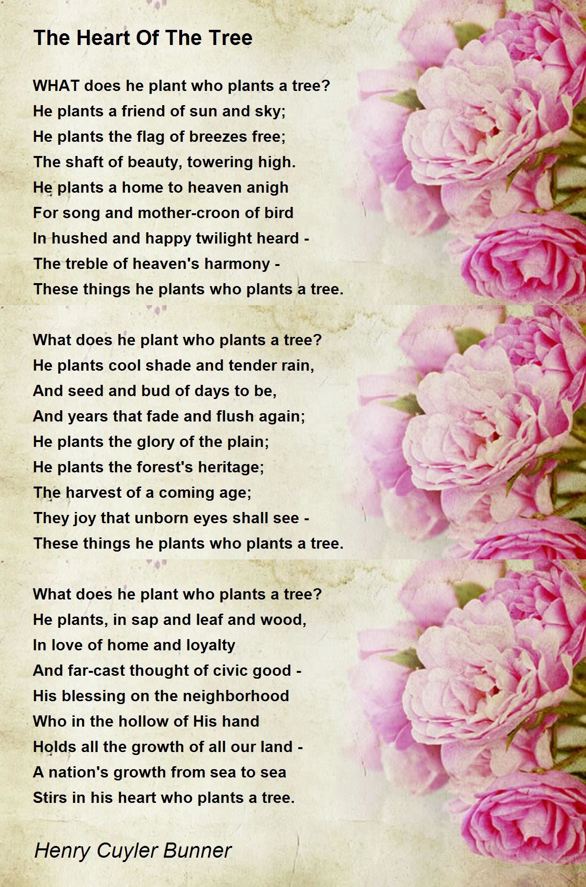 The Heart Of The Tree The Heart Of The Tree Poem by Henry Cuyler Bunner