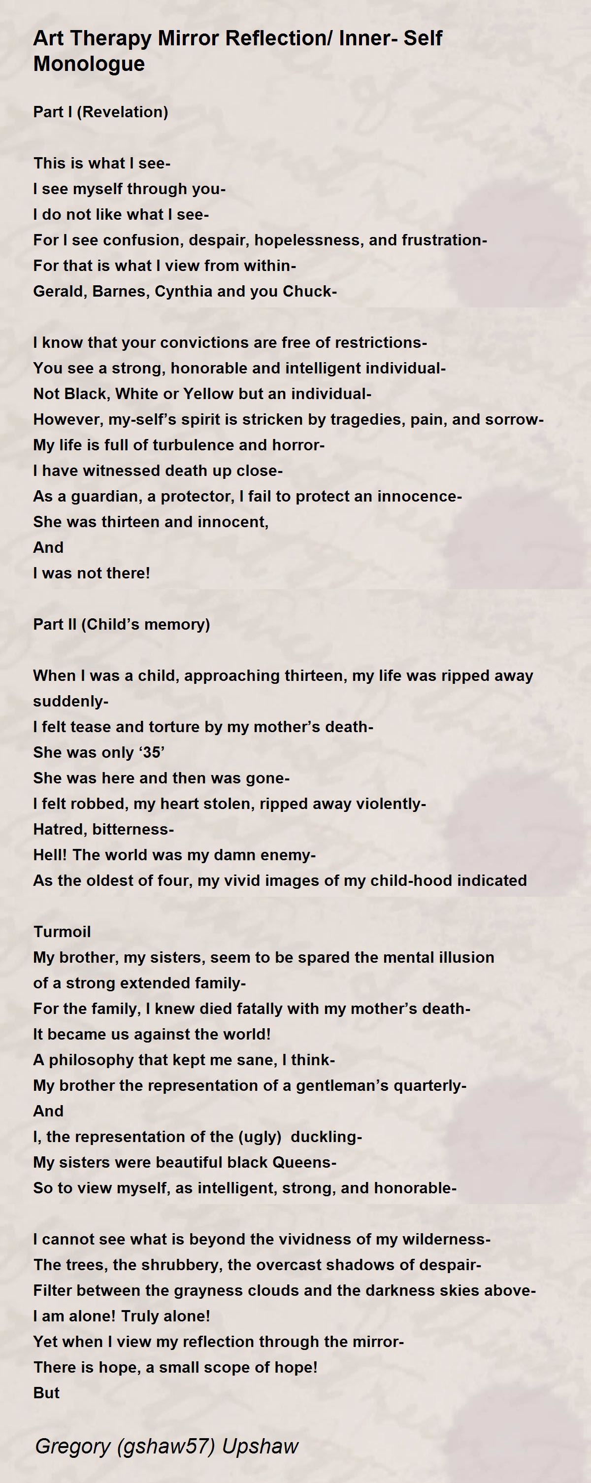 Art Therapy Mirror Reflection/ InnerSelf Monologue Art Therapy