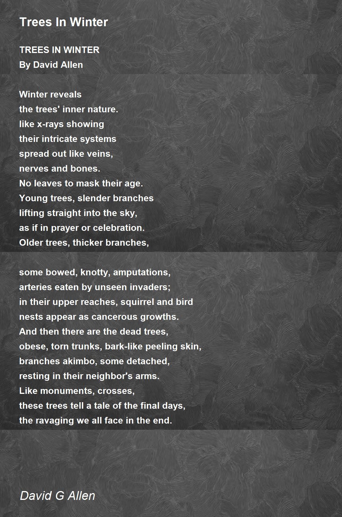 Trees In Winter Trees In Winter Poem by David G Allen