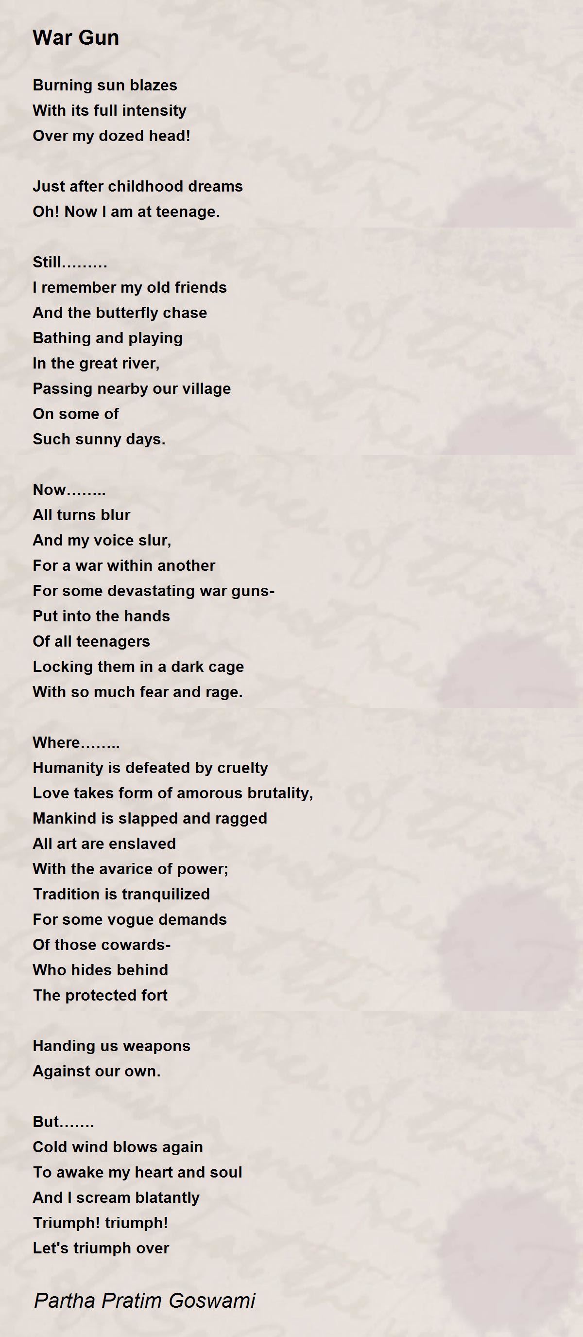 War Gun War Gun Poem by Partha Pratim Goswami