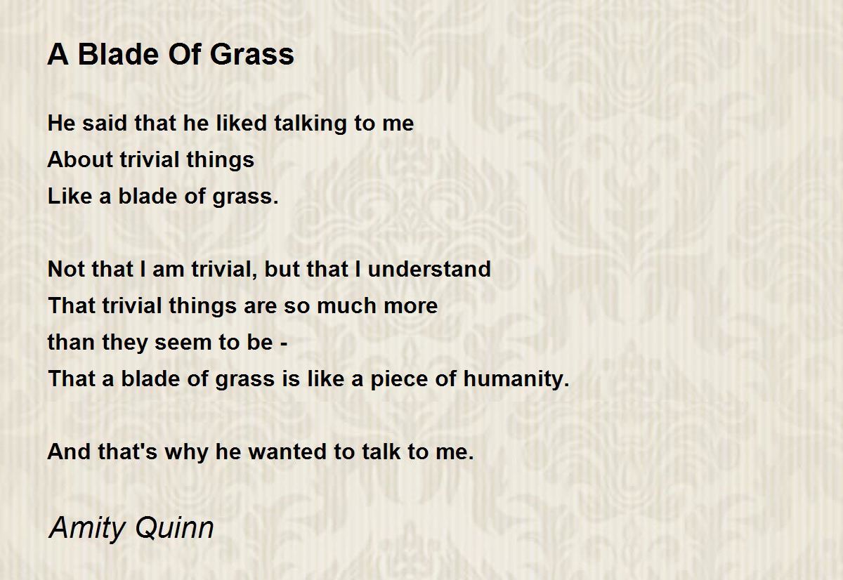 Blade Of Grass Poem Analysis