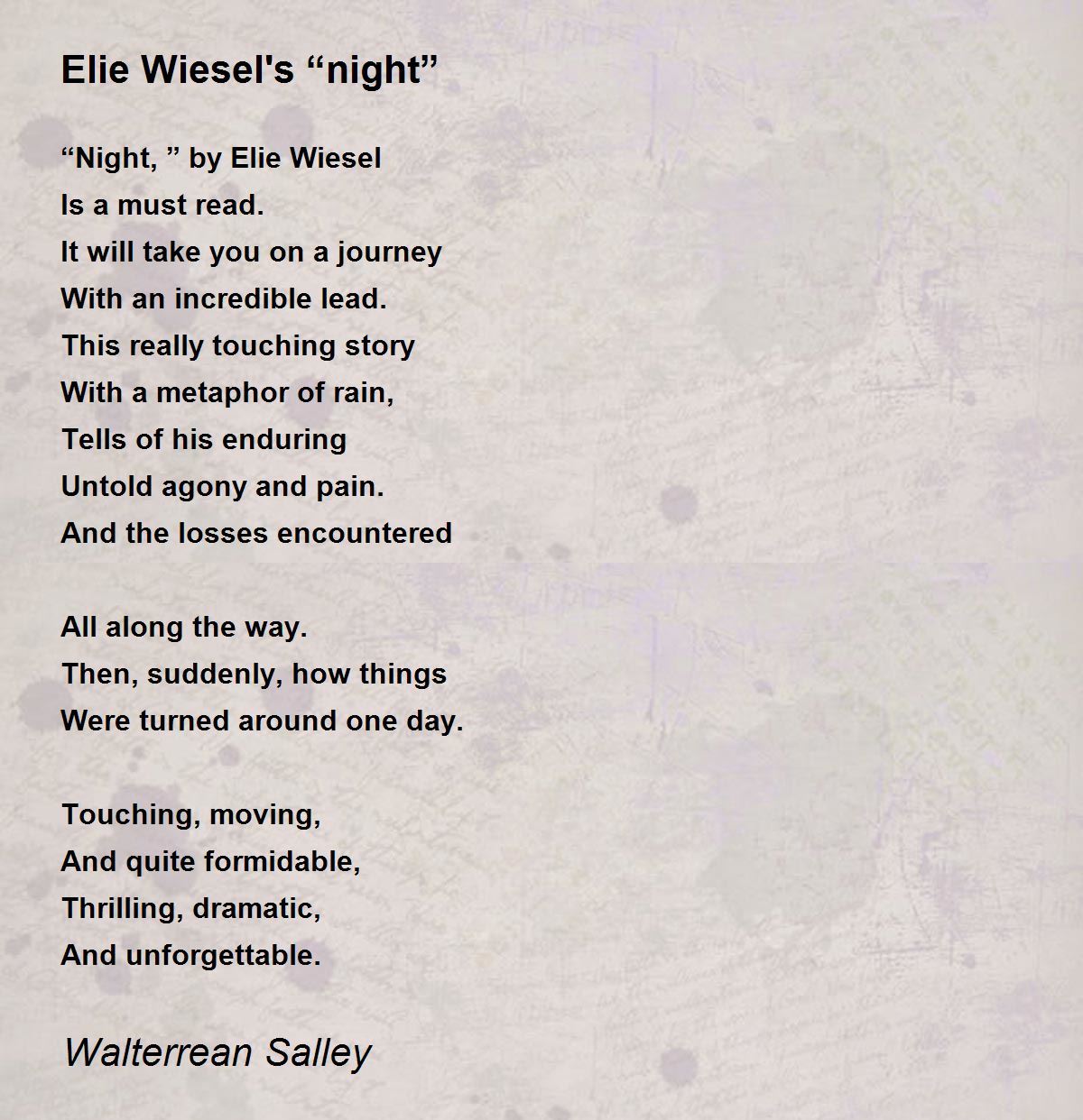 why did elie wiesel write night essay