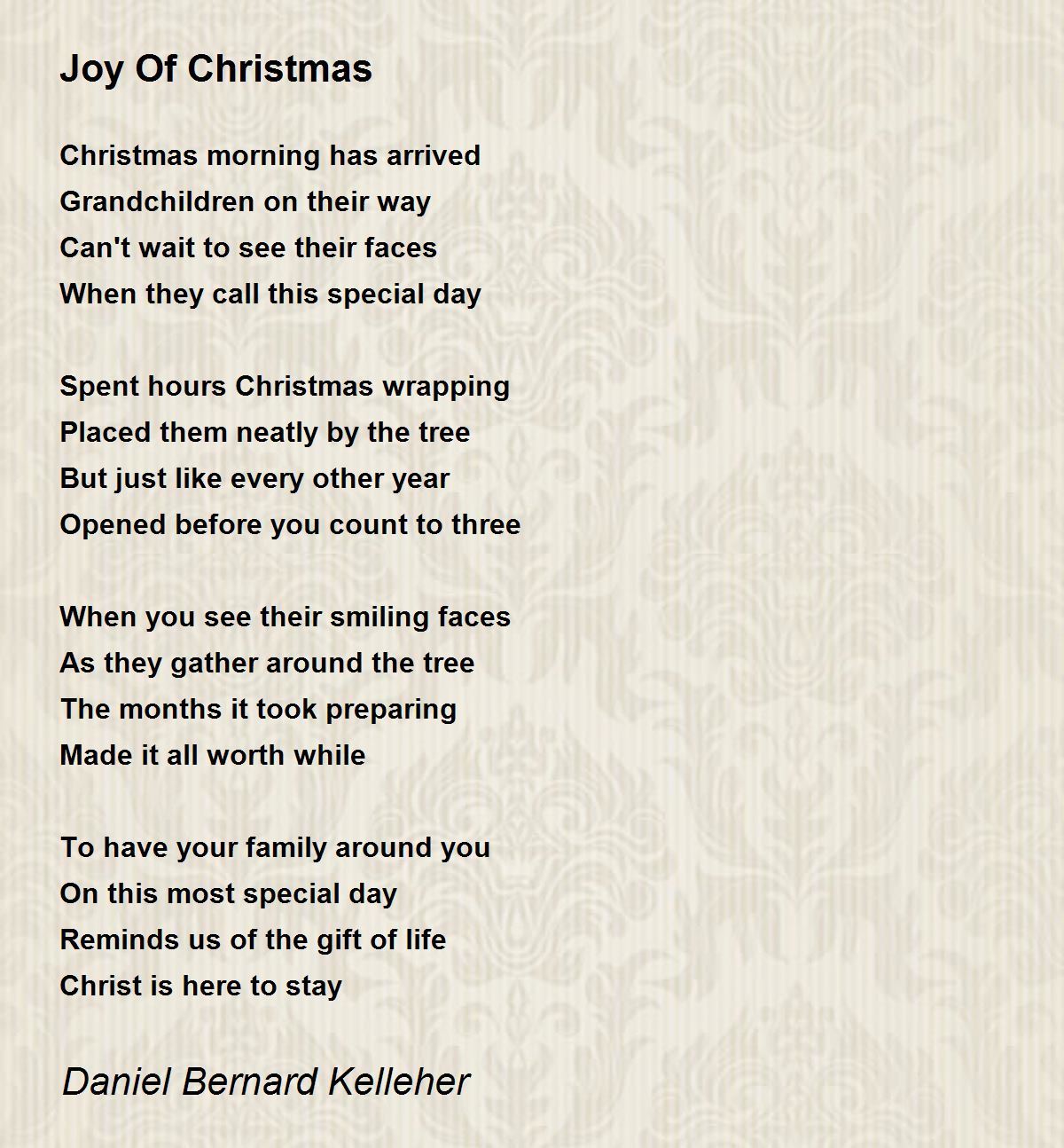 Joy Of Christmas - Joy Of Christmas Poem by Daniel Bernard Kelleher