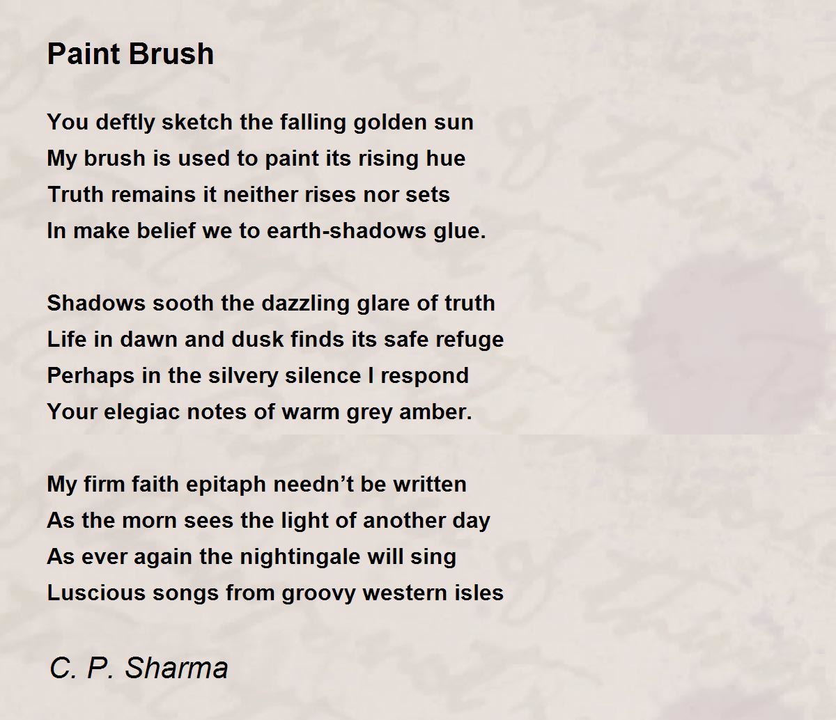 Paint Brush - Paint Brush Poem by C. P. Sharma