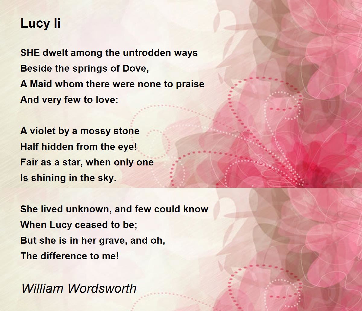 Lucy Ii Lucy Ii Poem by William Wordsworth