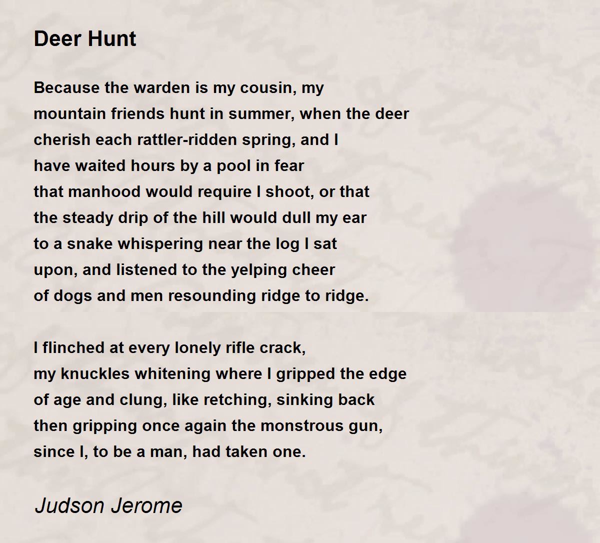 Deer Hunt Poem by Judson Jerome Poem Hunter