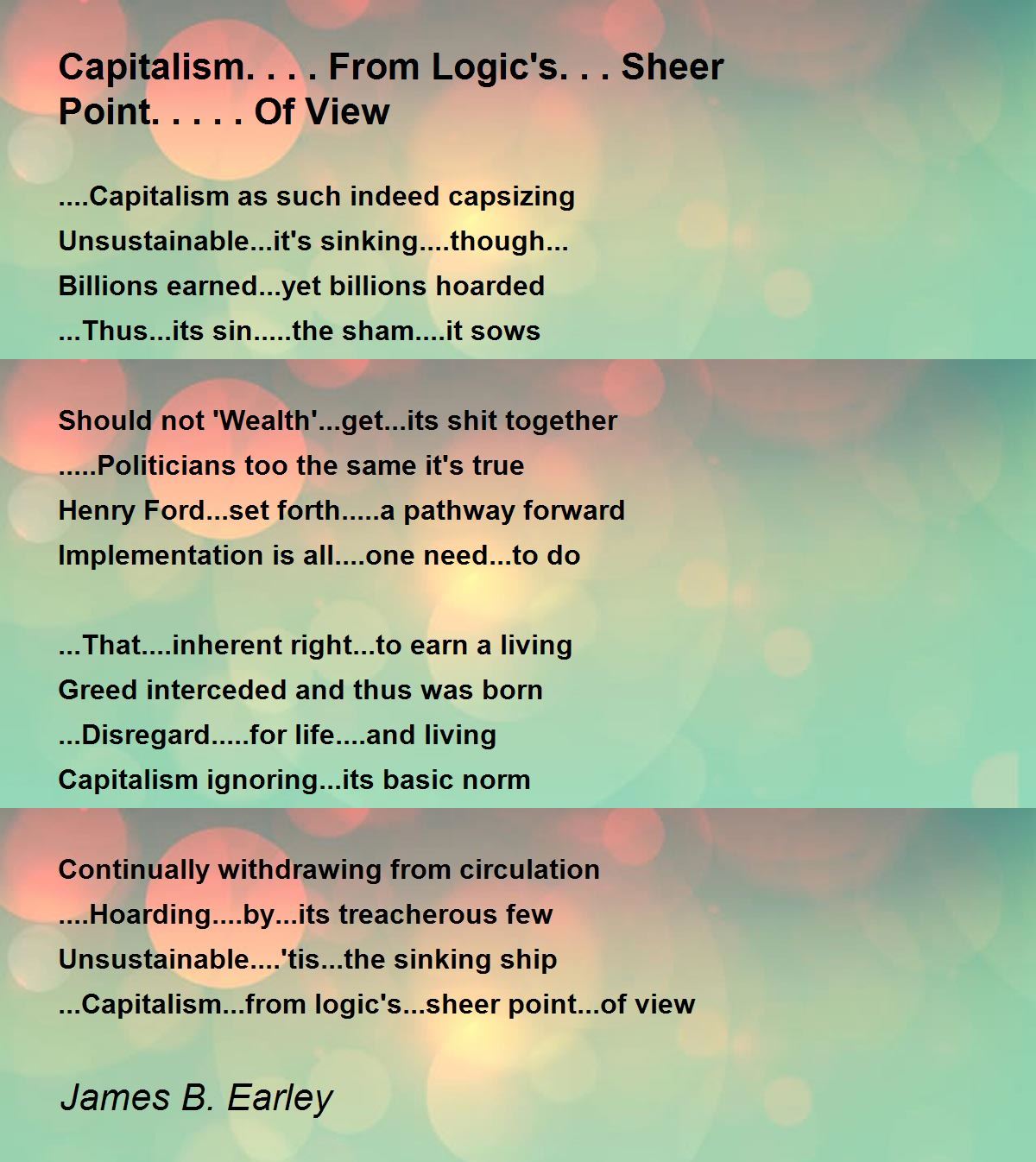 Capitalism....From Logic's... Sheer Point.....Of View by James B. Earley Capitalism....From