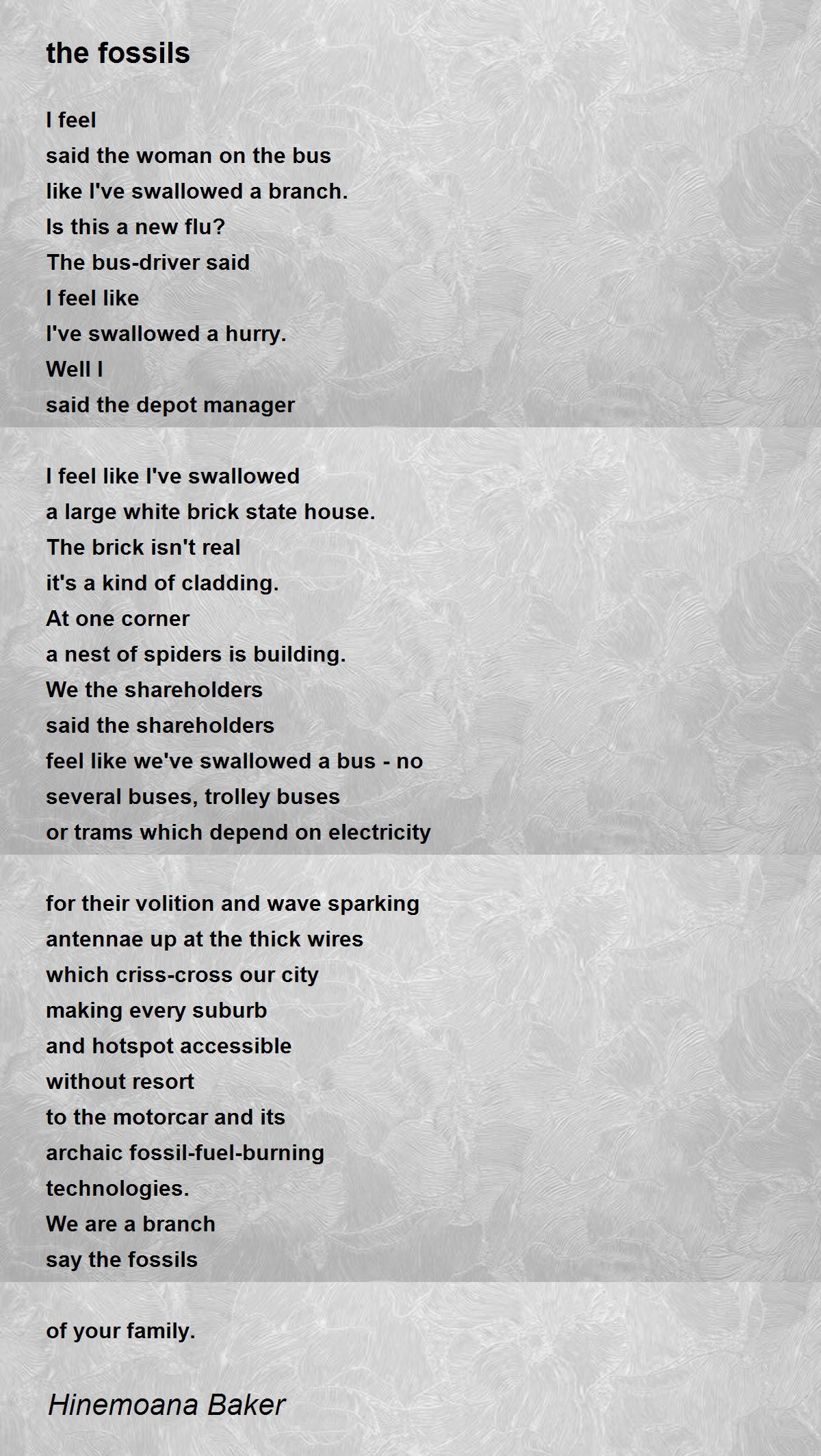 the fossils the fossils Poem by Hinemoana Baker