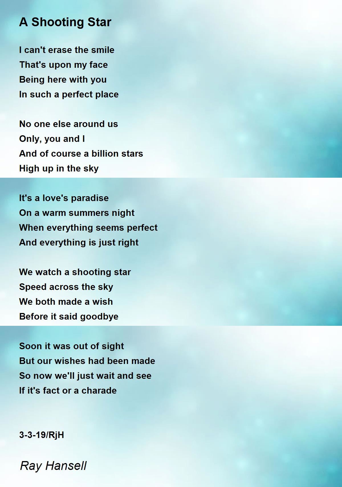 A Shooting Star by Ray Hansell A Shooting Star Poem