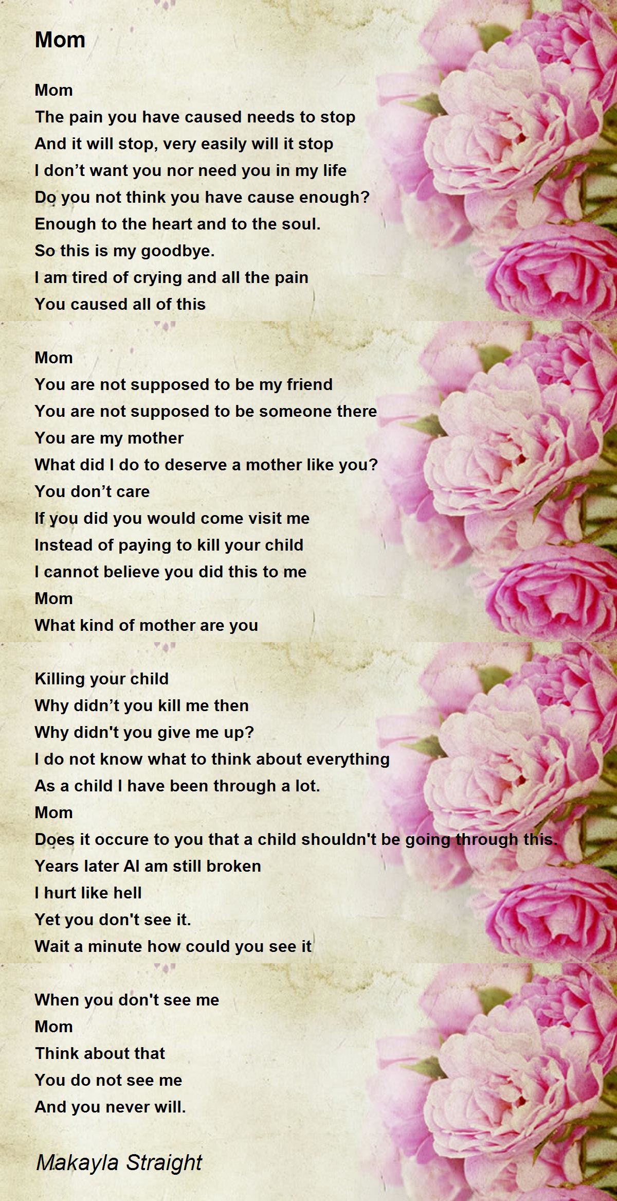 Mom - Mom Poem by Makayla Straight