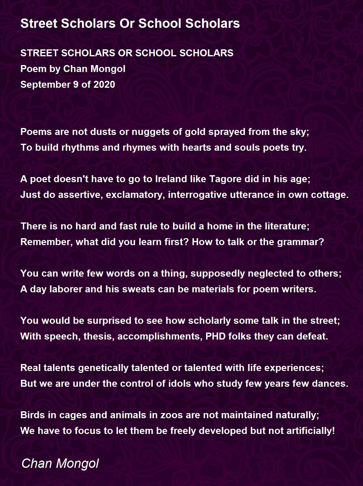 Street Scholars Or School Scholars Street Scholars Or School Scholars