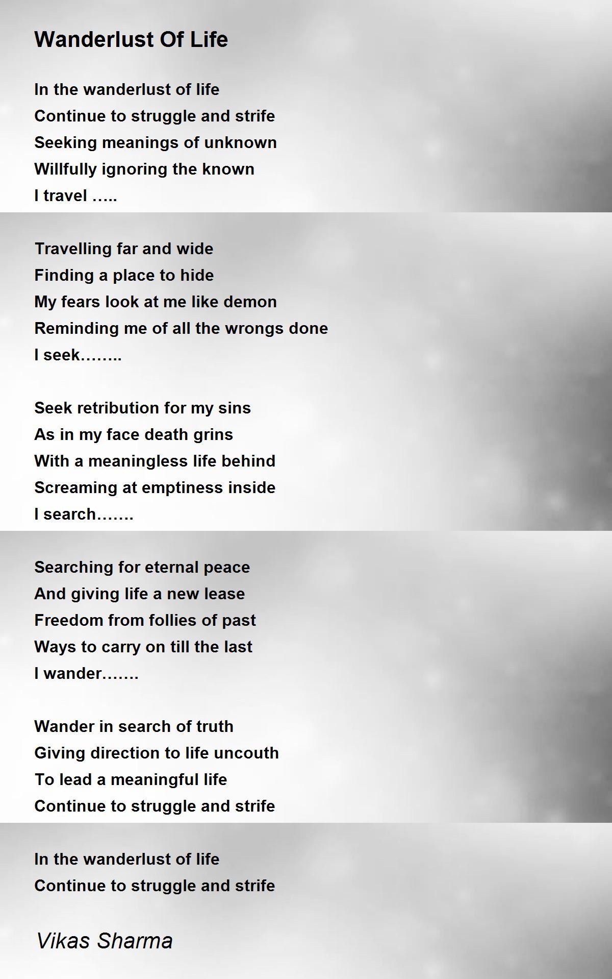 Wanderlust Of Life Poem by Vikas Sharma Poem Hunter
