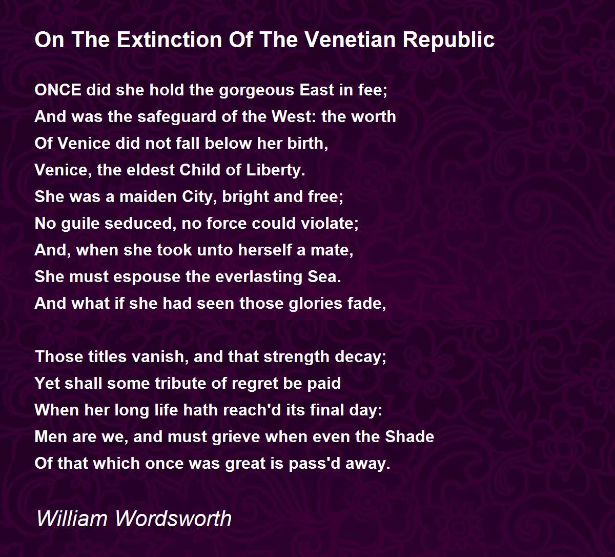 On The Extinction Of The Venetian Republic Poem by William 