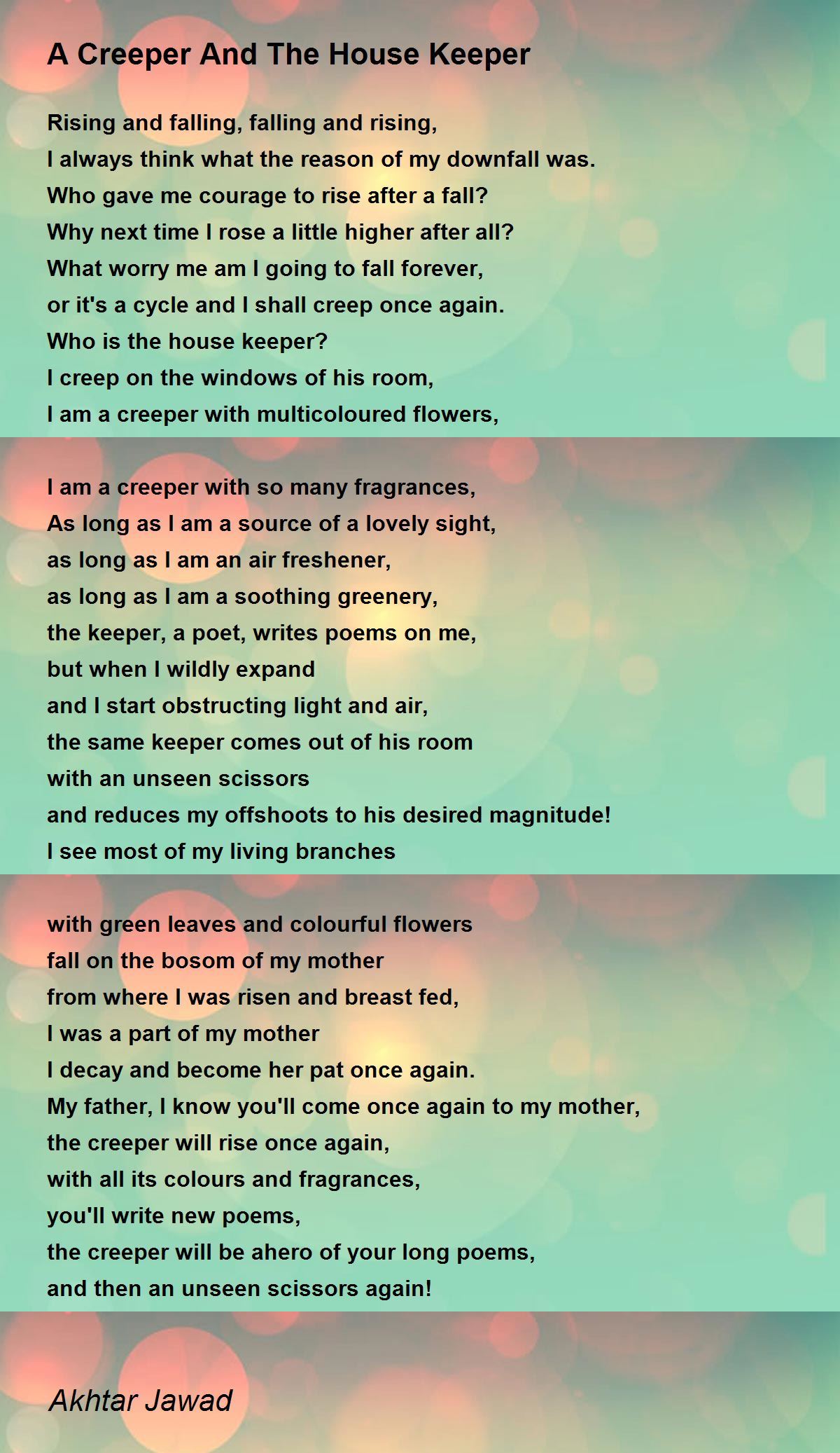 A Creeper And The House Keeper - A Creeper And The House Keeper Poem by ...