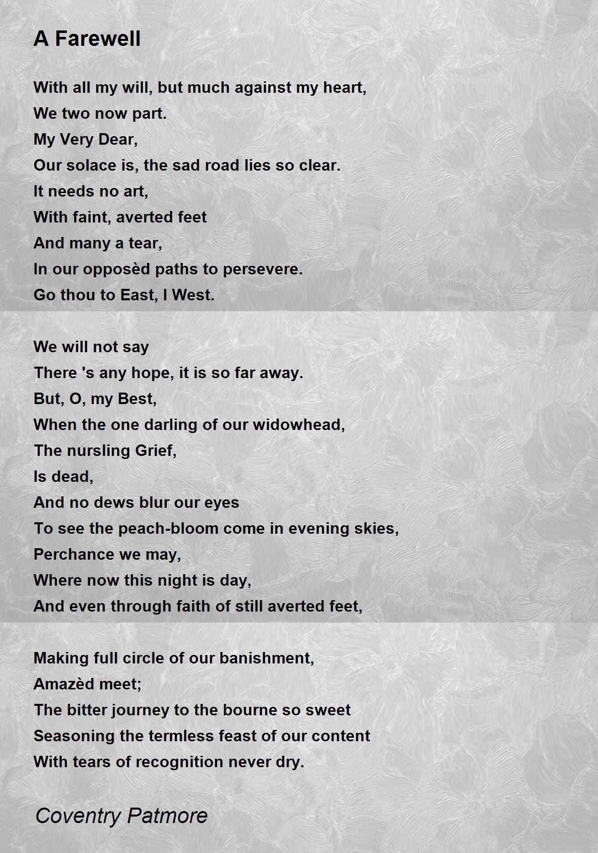 A Farewell A Farewell Poem by Coventry Patmore