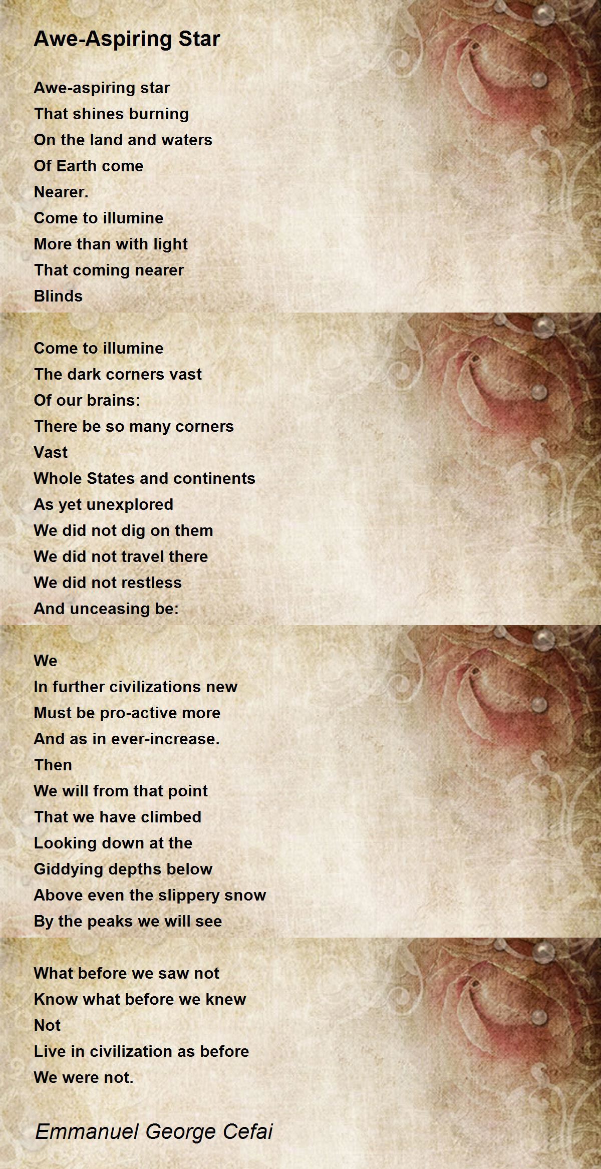 AweAspiring Star by Emmanuel Cefai AweAspiring Star Poem