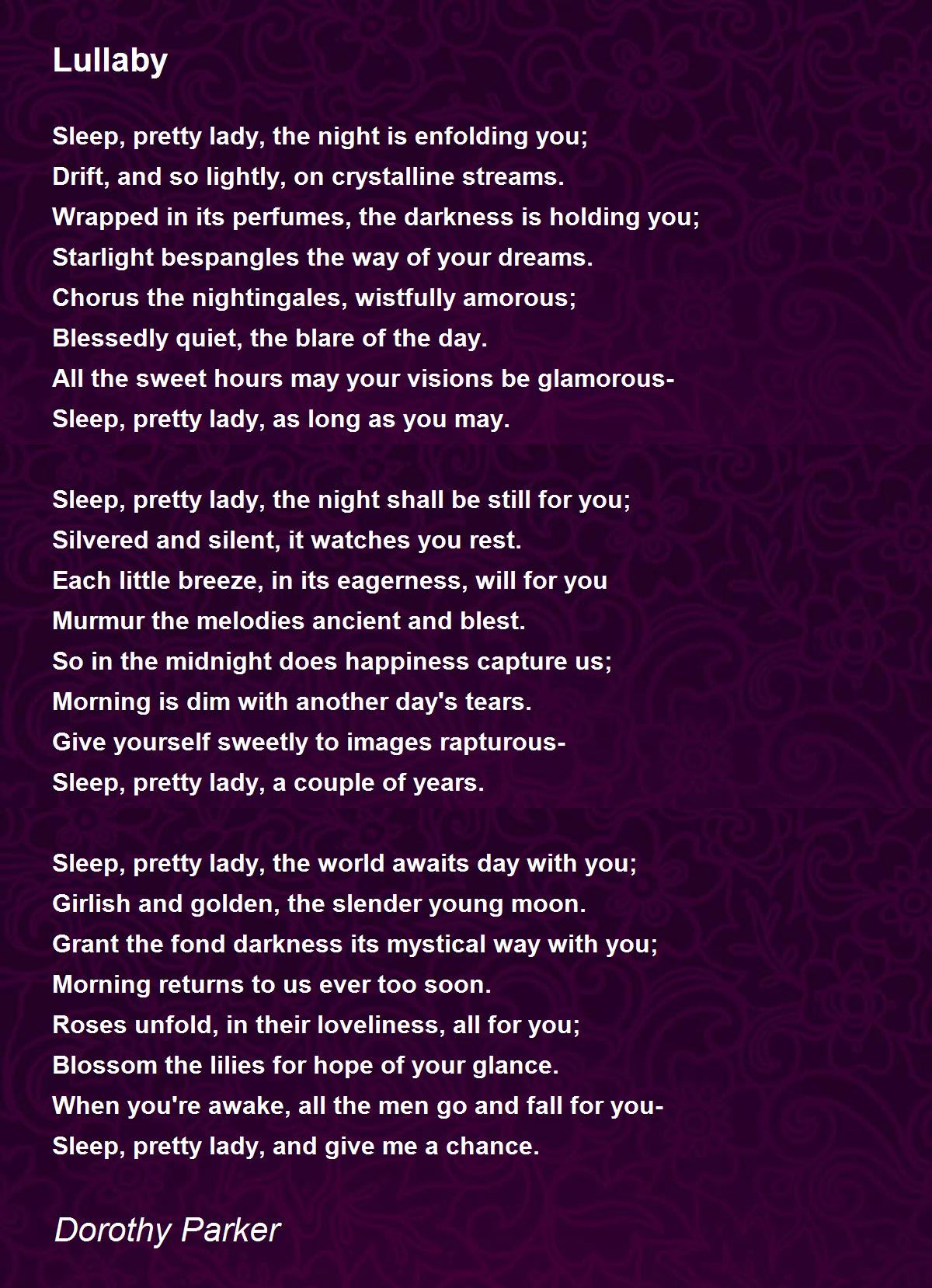 Lullaby Poem by Dorothy Parker - Poem Hunter